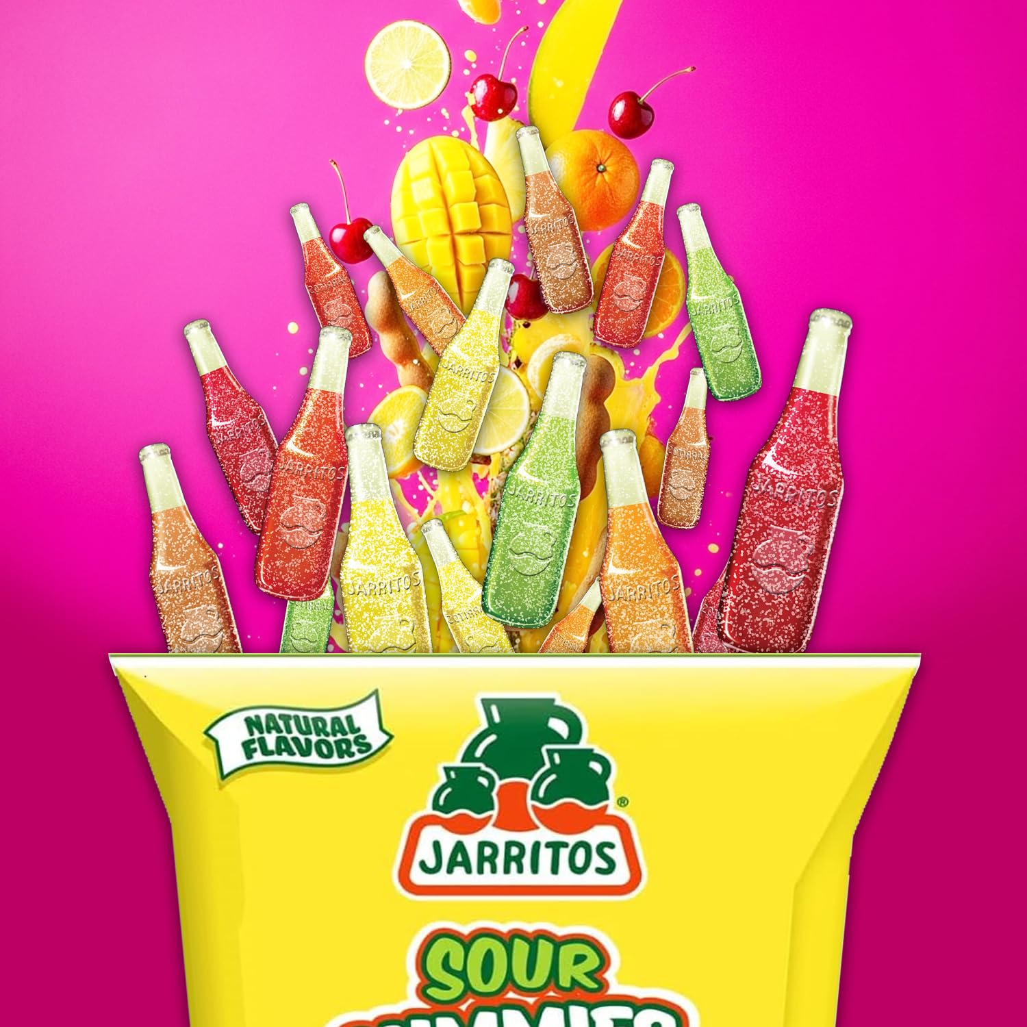 Jarritos Gummies Candy – Single 8oz Bag of Sweet Mexican Gummy Candies with Mixed Natural Flavors – 6 Fruity Flavors – Sweet & Chewy Vegan Gummy Snack Treats (Fruity)