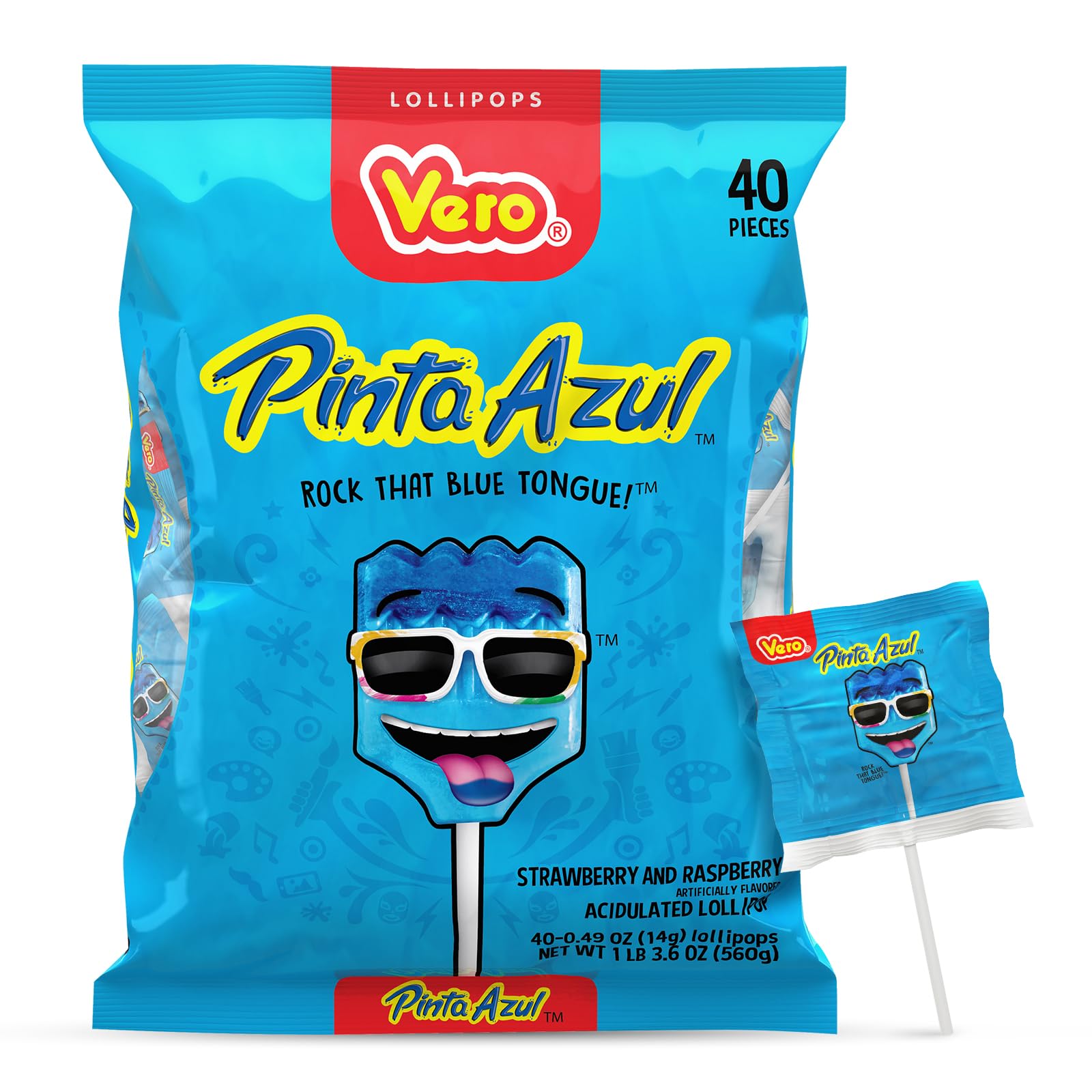Vero Manita Paletas Strawberry & Cherry Flavored Lollipop (40 Count Bag) - Individually Wrapped Lollipops - Mexican Candy - Paletas Mexicanas Sabor Fresa