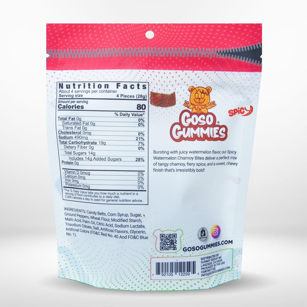 Goso Gummies Sour Watermelon Chamoy Strips – 4oz Bag | Tangy Candy With Real Chamoy Flavor | Sour, Spicy, Sweet | TikTok Viral Candy | Premium Gummy Belt Snacks | Resealable Bag
