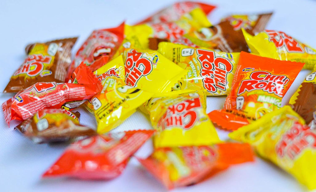 Chili Rokas Revolcadas (18 Pieces, 3 Pack), Assorted Mexican Candies, Sweet and Sour Hard Candy Pieces, Mexican Party Supplies, Chili-Covered Snacks, Individually Wrapped Candies