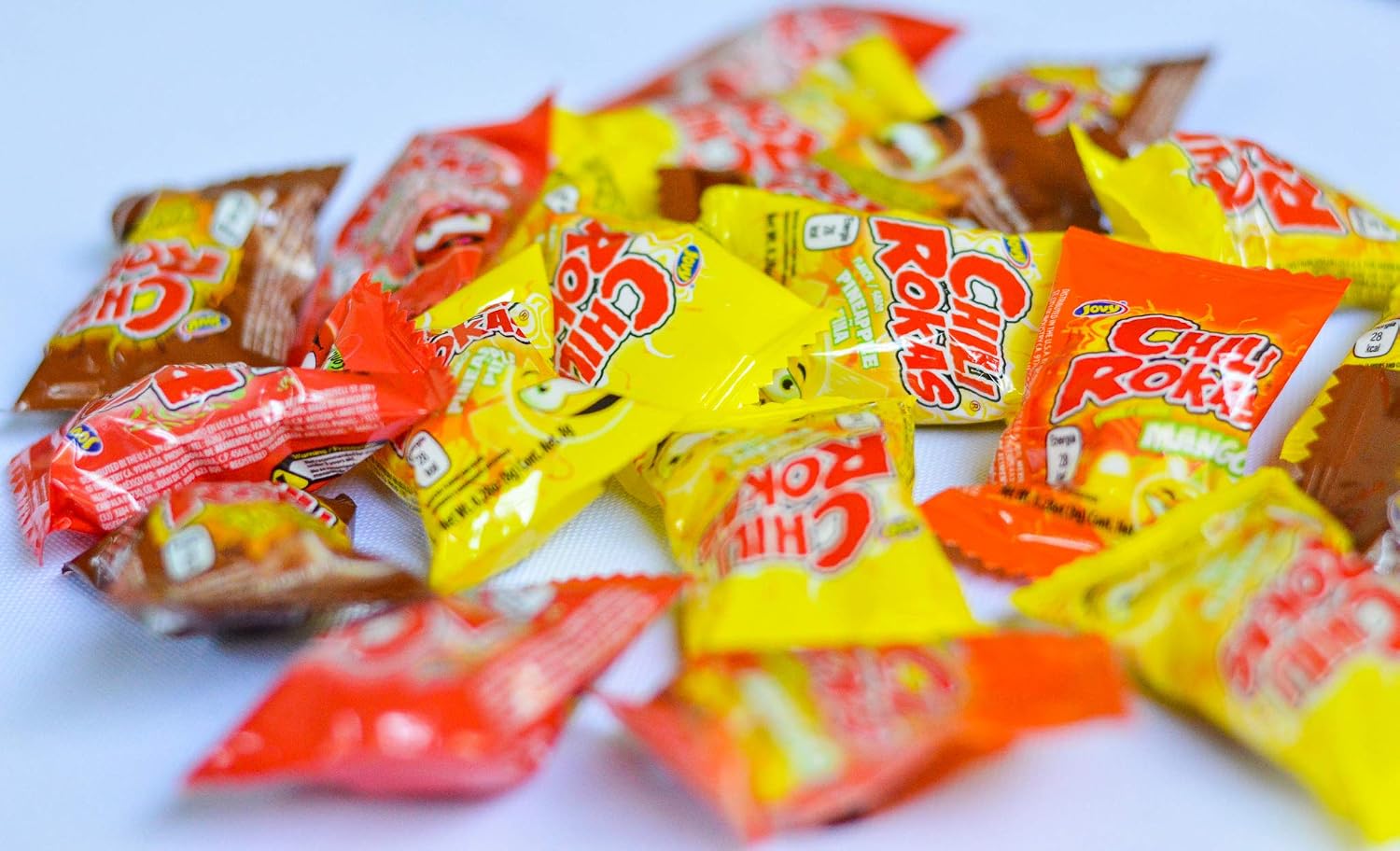 Chili Rokas Revolcadas (18 Pieces, 3 Pack), Assorted Mexican Candies, Sweet and Sour Hard Candy Pieces, Mexican Party Supplies, Chili-Covered Snacks, Individually Wrapped Candies