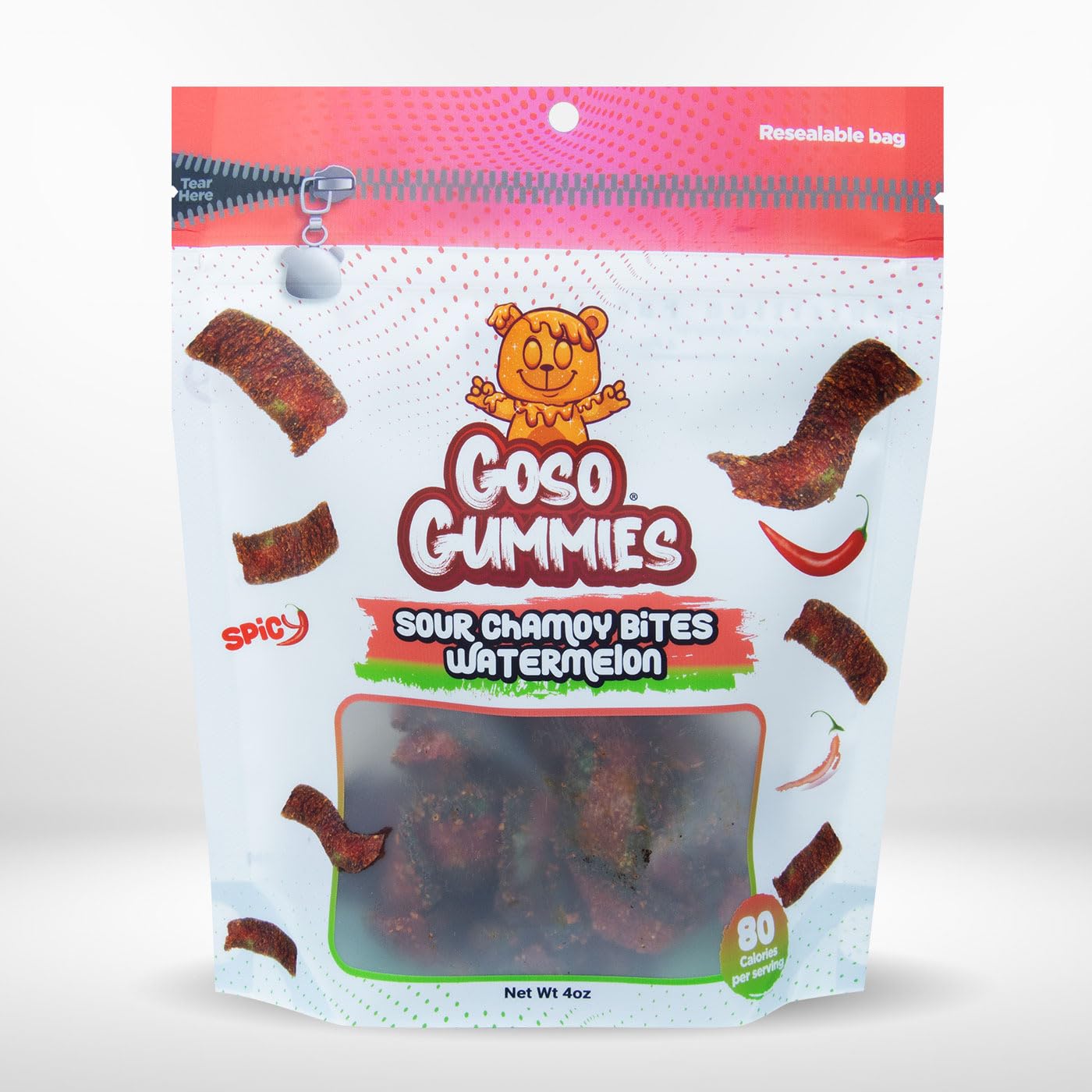 Goso Gummies Sour Watermelon Chamoy Strips – 4oz Bag | Tangy Candy With Real Chamoy Flavor | Sour, Spicy, Sweet | TikTok Viral Candy | Premium Gummy Belt Snacks | Resealable Bag