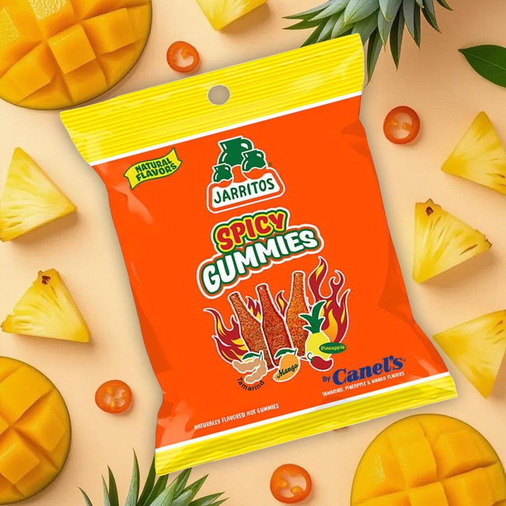 Jarritos Spicy Gummies 7oz Bag - 12 Pack – Mexican Candy Chili Infused Gummies with Fruity Flavors – Sweet, Tangy & Spicy Vegan Chewy Snack Treats