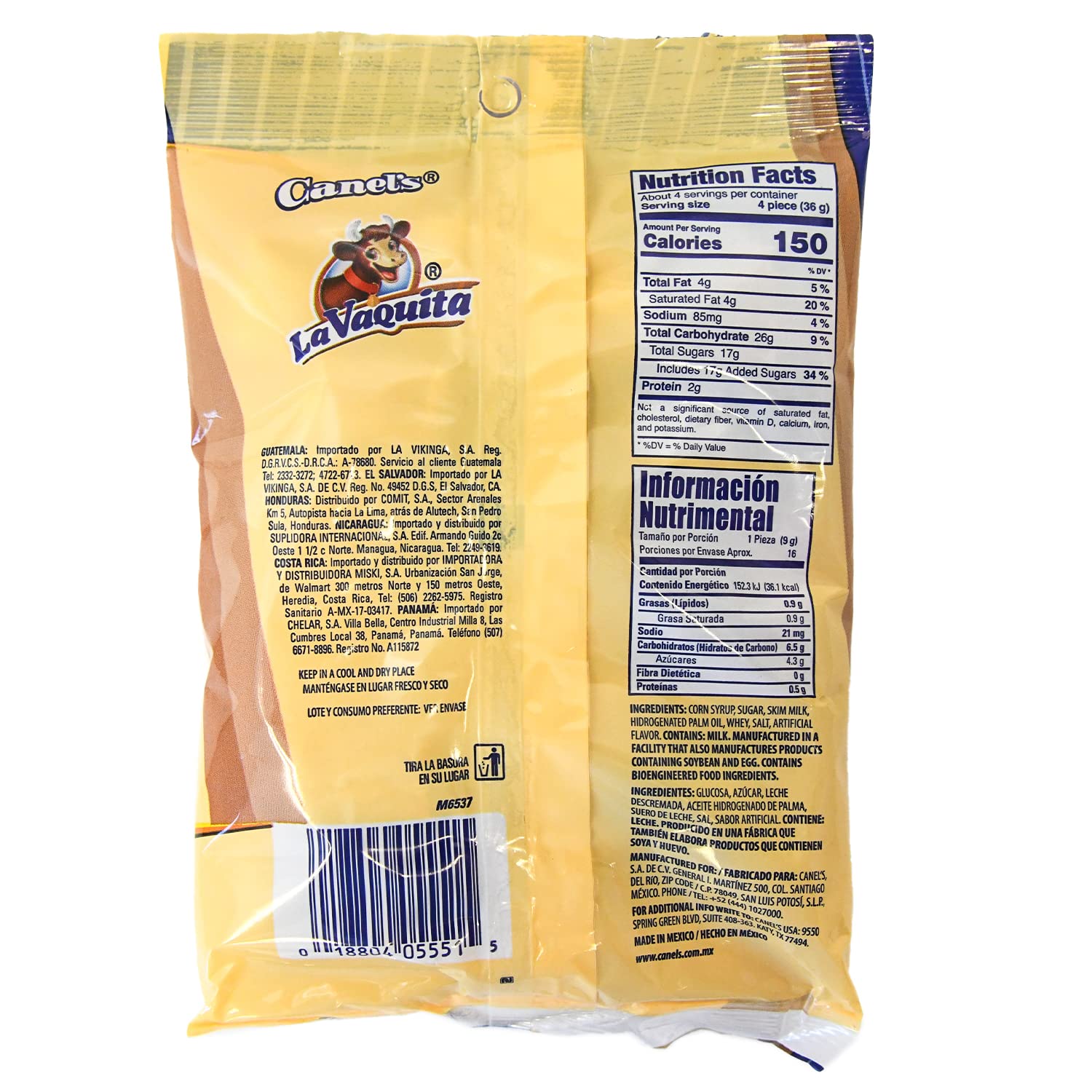 Canel's La Vaquita Chiclosos Caramelo Suave de Leche Soft Milk Caramel Mexican Candy (2 x 5 oz. Bags) 2 Pack