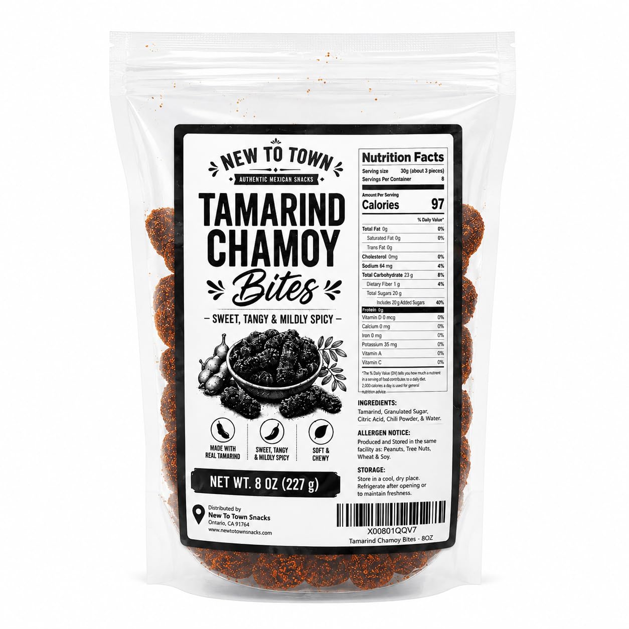 Tamarind Chamoy Candy 1 LB (16 oz) – Sweet, Tangy & Mildly Spicy Soft Tamarind Candy – Mexican Tamarindo Candy for Snacks, Treats & Desserts