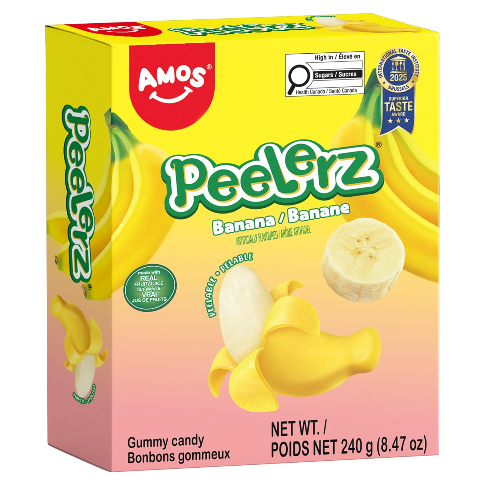 AMOS Peelerz Chili Mango Peelable Gummy Candy, Spicy Sweet Mango Flavor, Real Fruit Juice Infused, 8.47 OZ (240g)