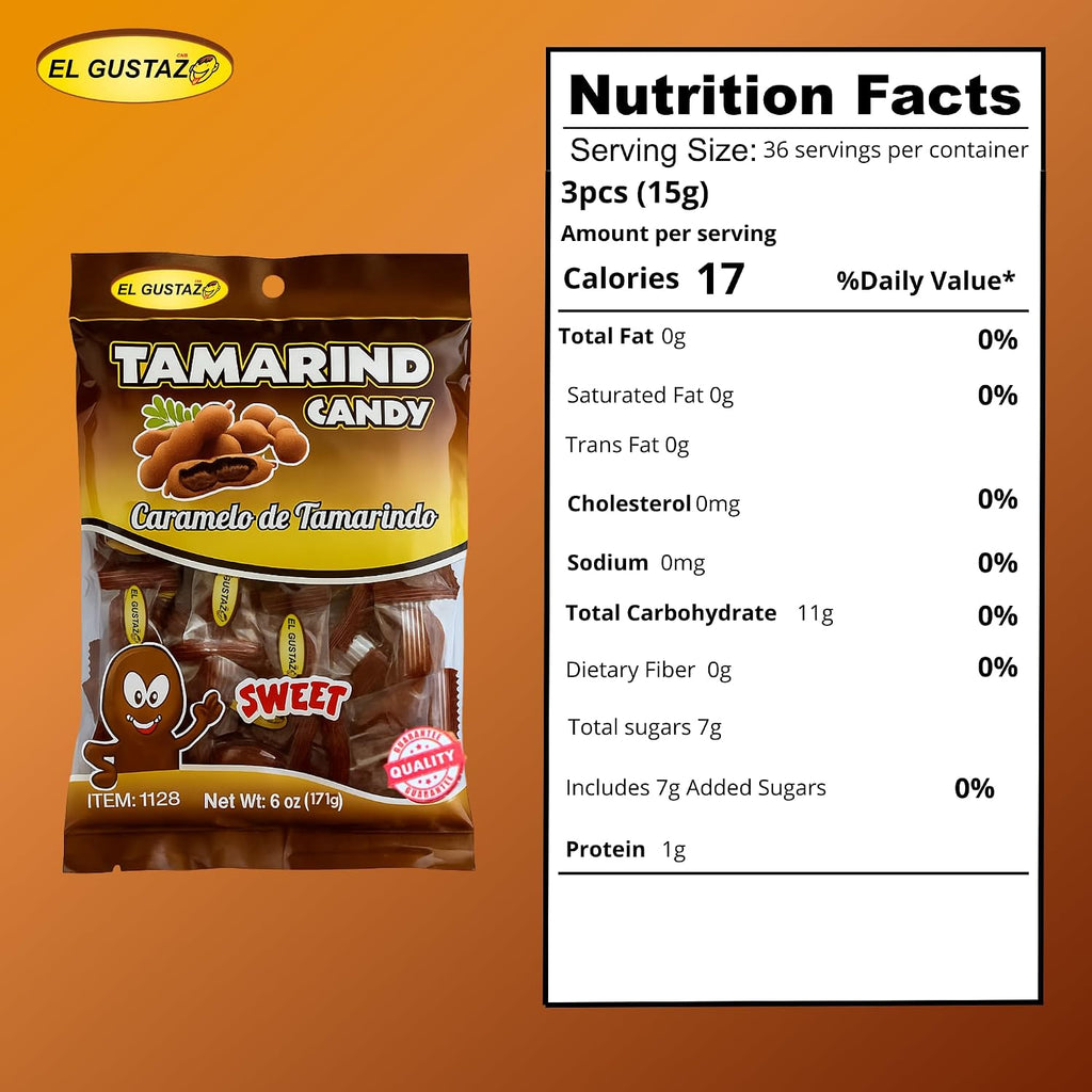 El Gustazo Tamarind Sweet Candy, Caramelo de Tamarindo, 6 oz Bag