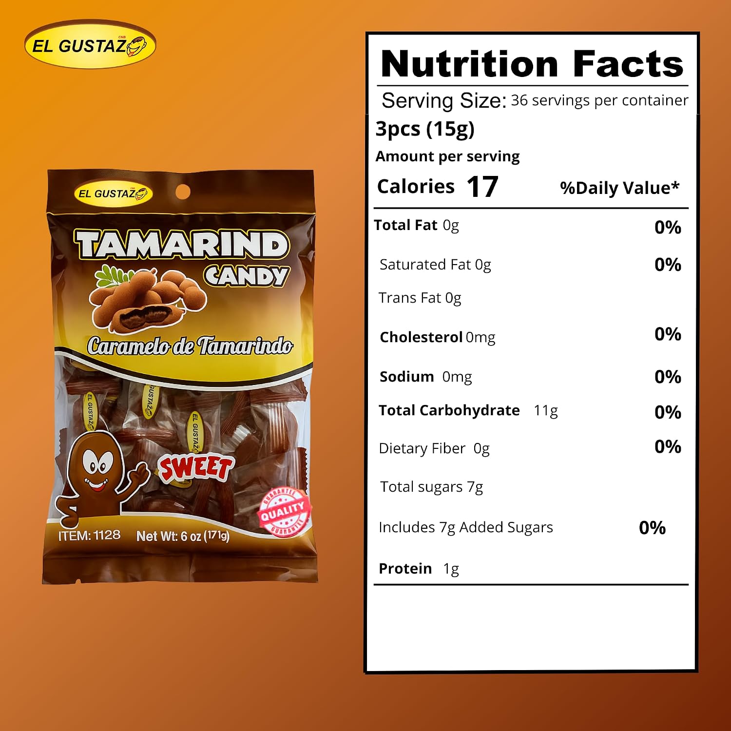 El Gustazo Tamarind Sweet Candy, Caramelo de Tamarindo, 6 oz Bag