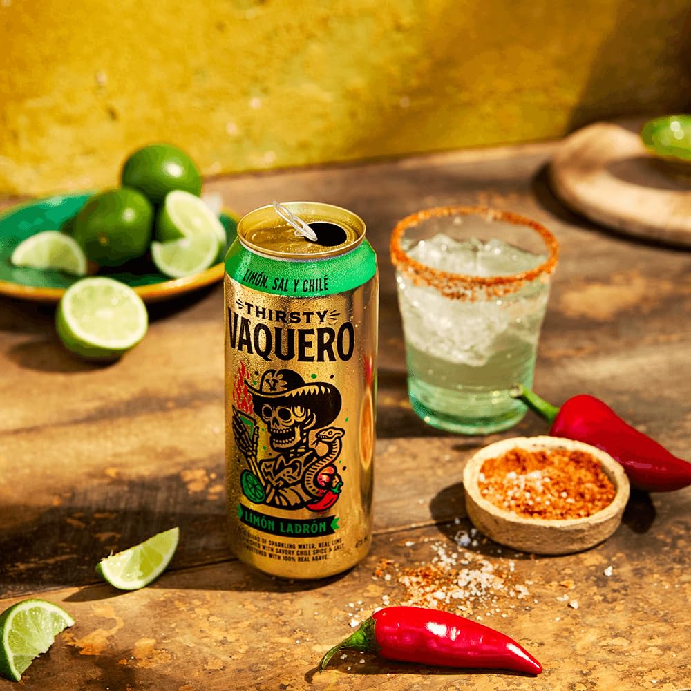 Thirsty Vaquero, Variety Pack, Mexican-inspired soda, Real Fruit Juice & Savory Spices, Organic Agave, Low Calorie | Lime, Salt & Chile, Watermelon Jalapeno, Mango Habanero (12-Pack | 16Oz Cans)
