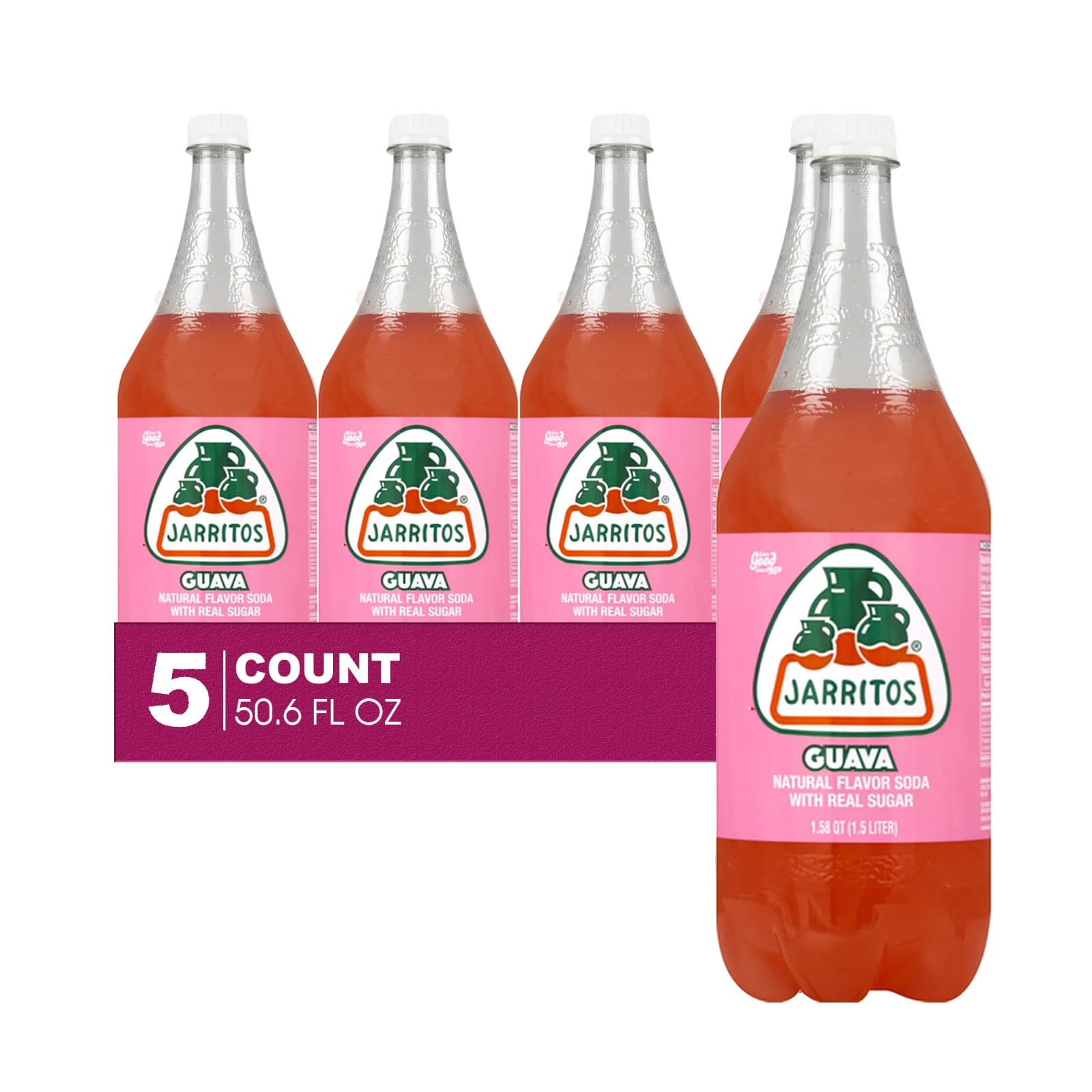 Sidral Mundet 5-Pack of Mexican Soft Drink Plastic Bottle 50.7 fl oz (1.5 lt) Made with 100% Natural Sugar