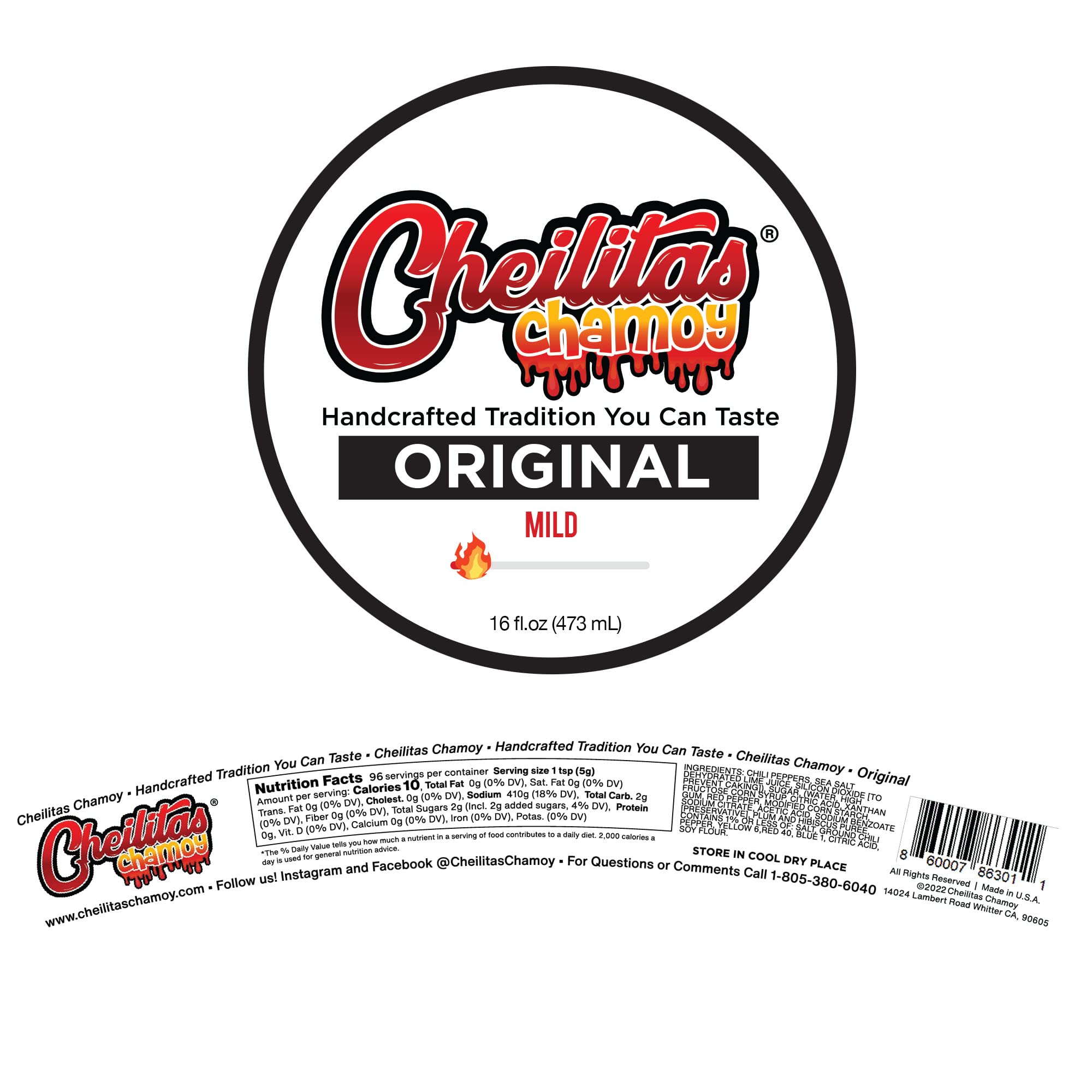 Cheilitas Chamoy Mexican Rim Candy Dip Paste 8 oz | Hand Crafted for Drinks, Cocktails, Micheladas, Beer and More (Tamarind)