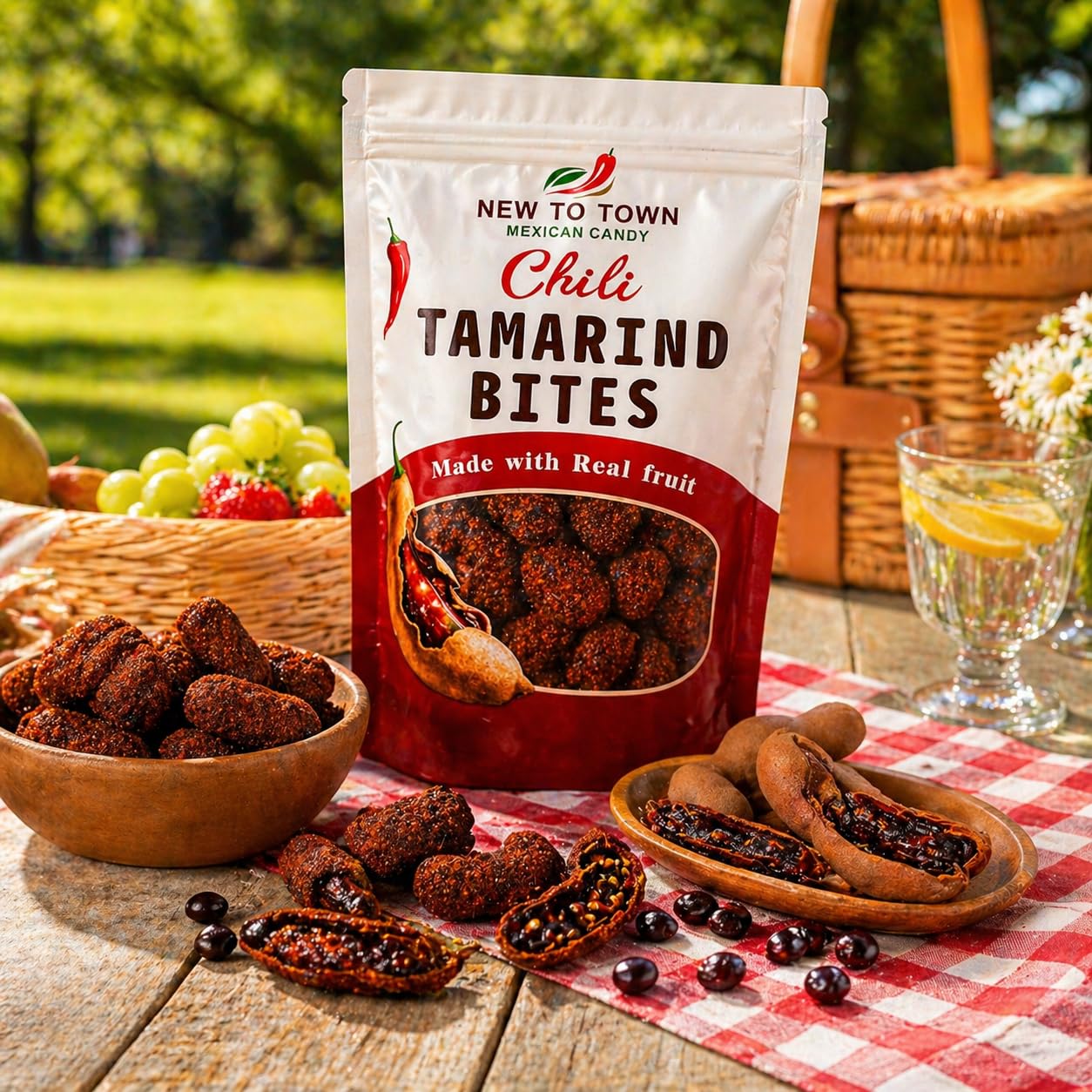 Tamarind Candy 16 oz – Tamarindo De Frutas Con Chile, Sweet, Tangy & Spicy Tamarind Mexican Candy with Chili – Authentic Tamarindo Candy Bites, Chewy Fruit Snack, Contains Seed