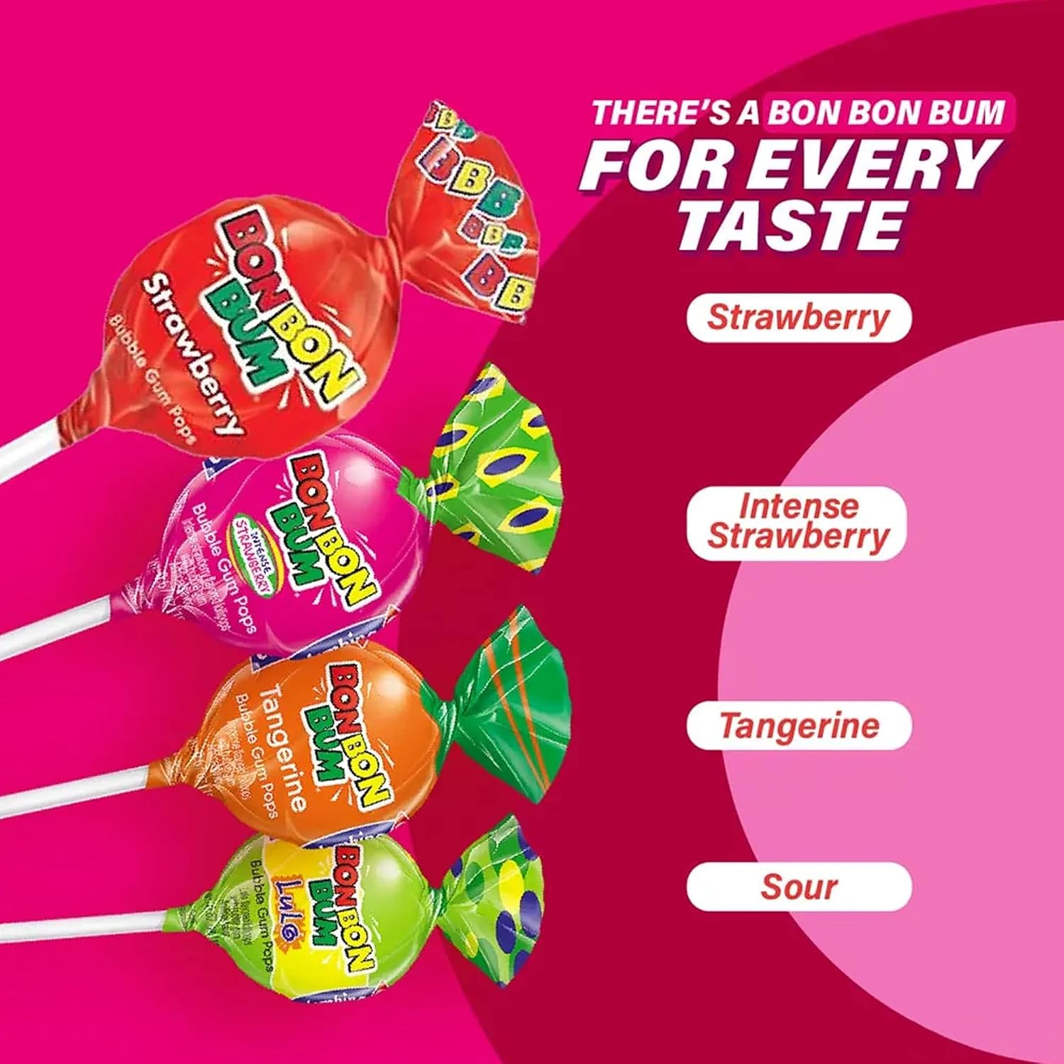 Colombina Bon Bon Bum Passion Fruit Lollipops, Tropical Fruit Hard Candy, Individually Wrapped Candy Pops for Parties, Candy Bowl Refill, Office or Classroom Rewards, 24 Count