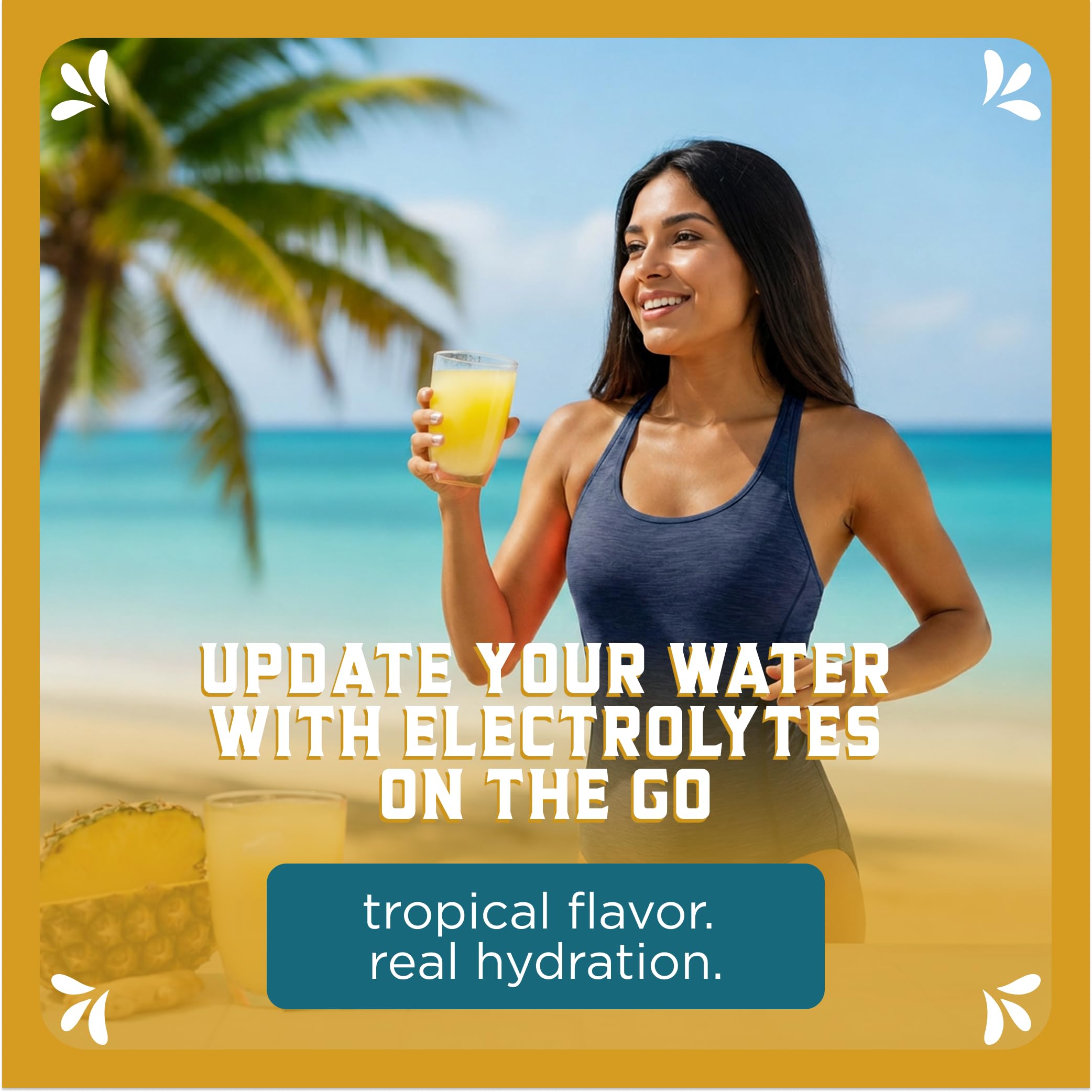 KLASS VIDA Daily Hydration Pineapple Agua Fresca Electrolyte Powder Packets | Sugar Free Electrolyte Drink Mix | Hydration Packets with Coconut Water & Minerals | 15 Stick Packs