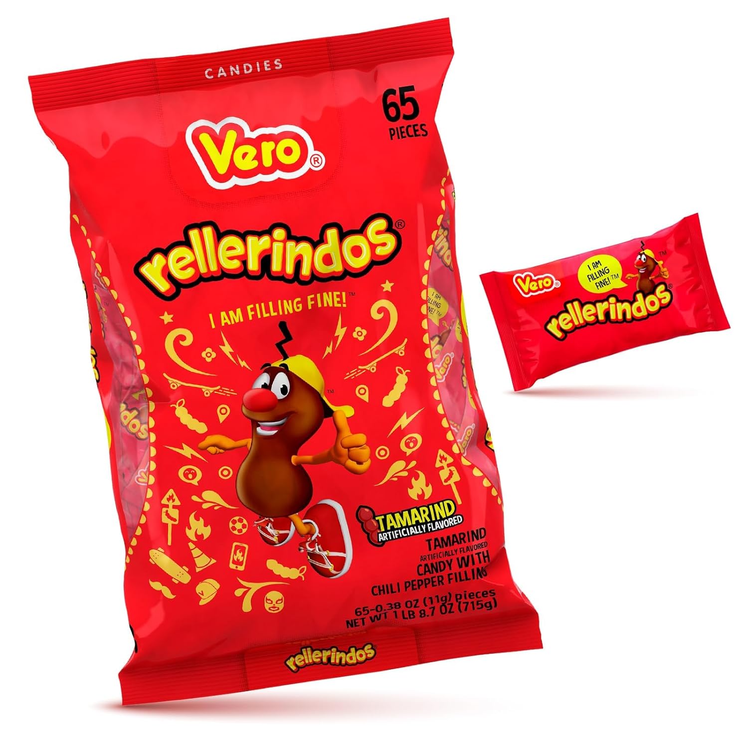 Vero Rellerindos Tamarind Hard Candy, Mexican Candy, 65 Count