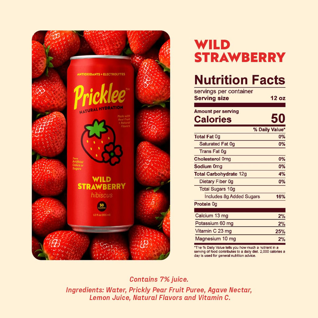Pricklee Natural Hydration Drink – Prickly Pear, Wild Strawberry, Tropical Mango – Electrolytes + Antioxidants, Low Sugar, No Artificial Sweeteners – Non-Carbonated, Caffeine-Free – Cactus Water-Based (12 oz cans, 12 pack, 4 of each flavor)