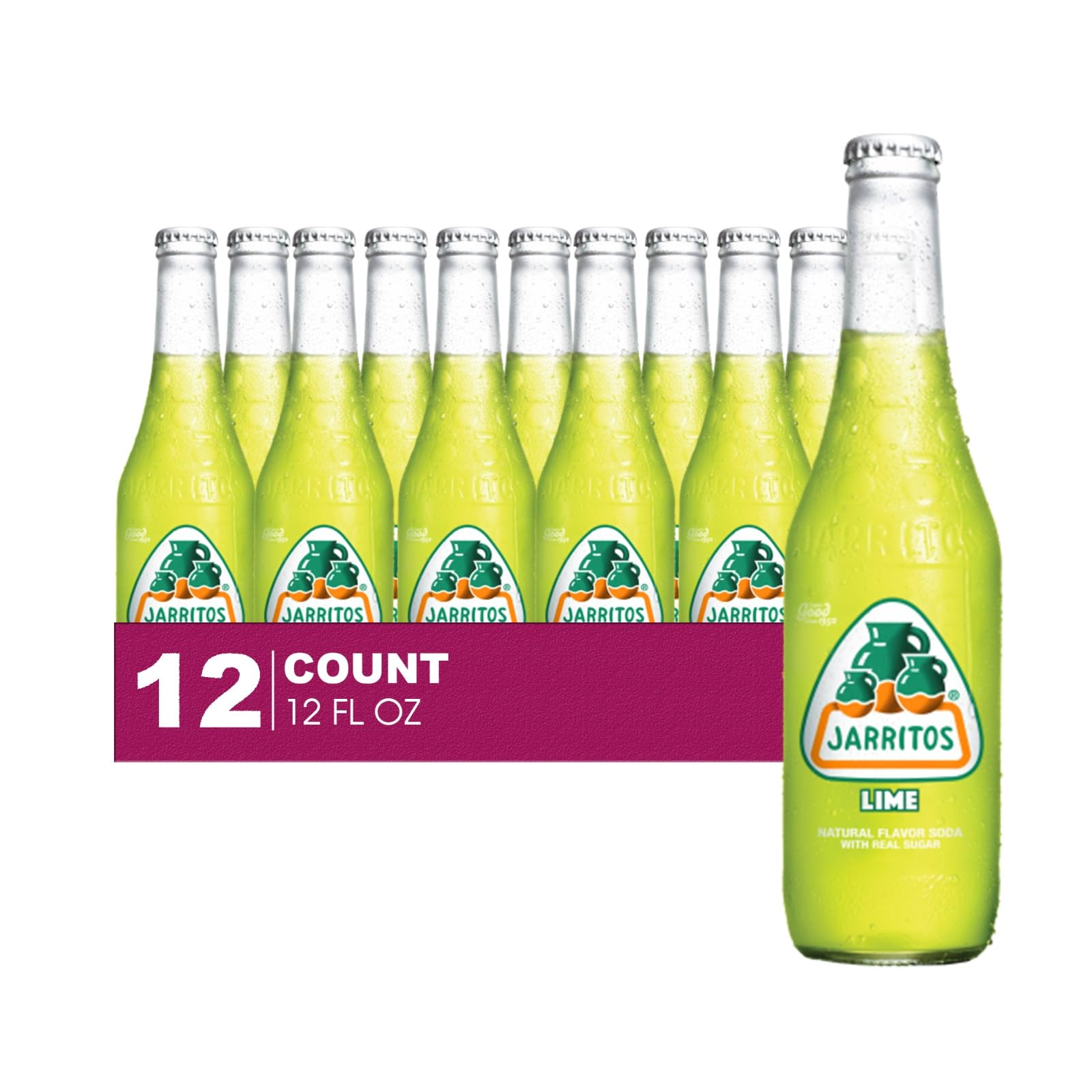 Jarritos 12-Pack of Pineapple Mexican Soft Drink Glass Bottle 12 fl oz Made with 100% Natural Sugar
