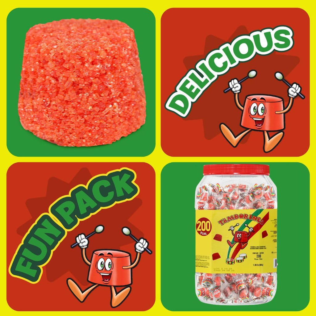Tamborines Azulitos – Sweet & Spicy Tamarind Candy with Blue Berry Flavor, Individually Wrapped, 100 Pieces – Mexican Bulk Candy
