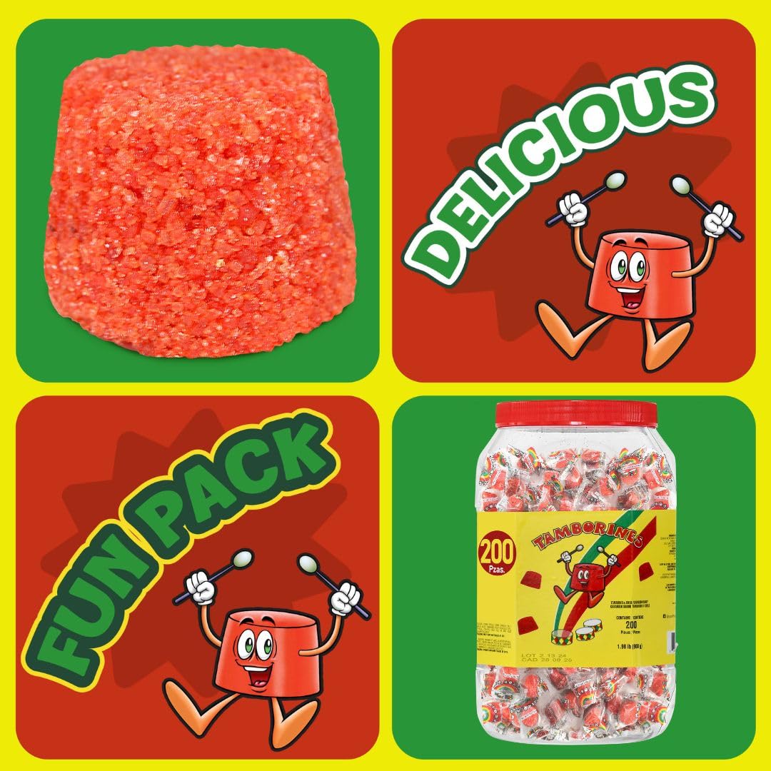 Tamborines Azulitos – Sweet & Spicy Tamarind Candy with Blue Berry Flavor, Individually Wrapped, 100 Pieces – Mexican Bulk Candy