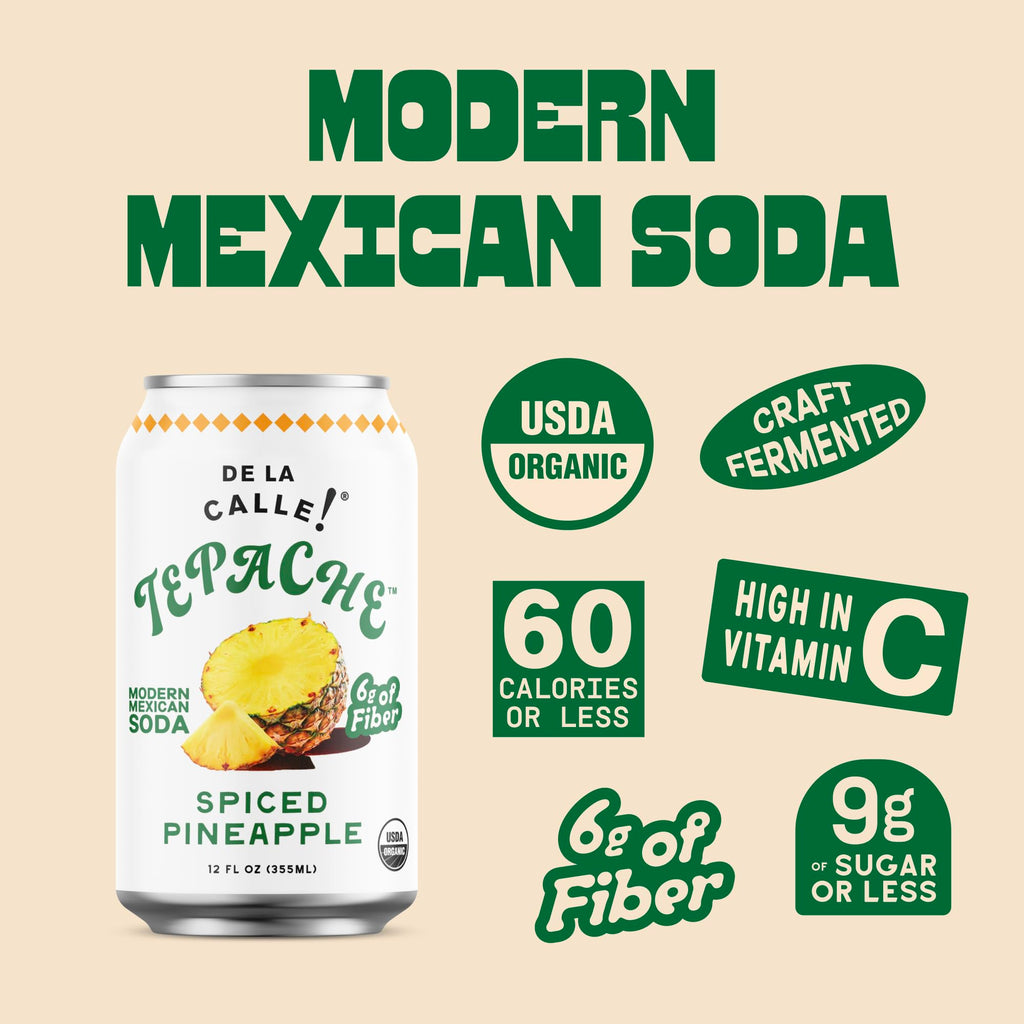 De La Calle Tepache - Mixta Variety Pack - Modern Mexican Soda - Craft Fermented Pineapple Sparkling Beverage - Certified Organic, Non-Alcoholic, Healthy Soda, Low Sugar, Low Calorie, Non-GMO