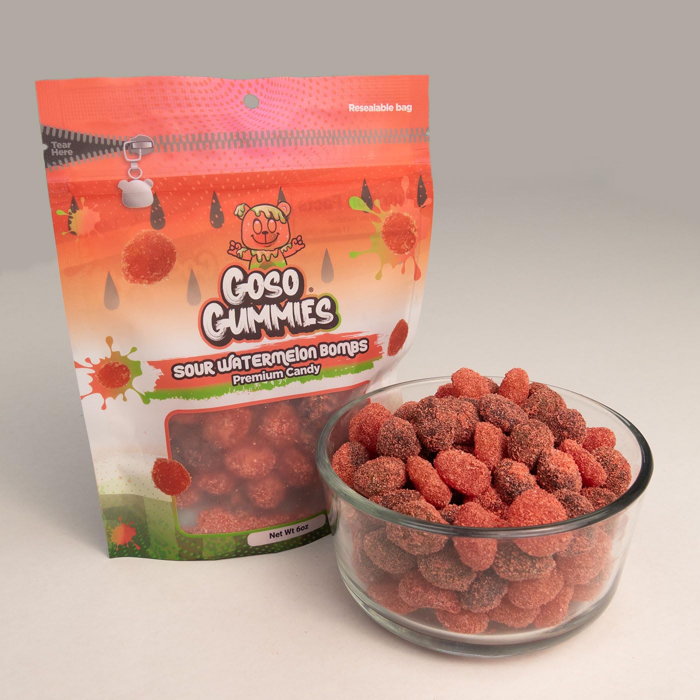 Goso Gummies Spicy Chamoy Gusher Bombs – 6oz Resealable Bag – Tangy Chamoy Filled Gusher Candy