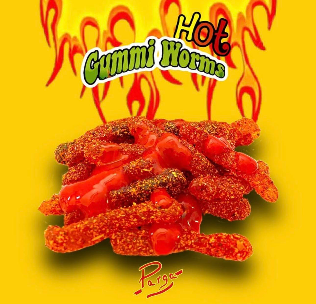 bloody gummy worms mexican dulces enchilados w/chamoy dip 11oz