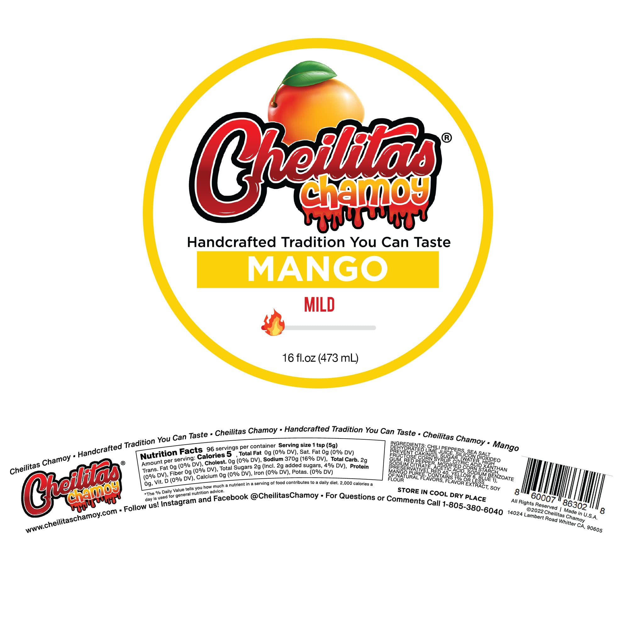 Cheilitas Chamoy Mexican Rim Candy Dip Paste 8 oz | Hand Crafted for Drinks, Cocktails, Micheladas, Beer and More (Tamarind)