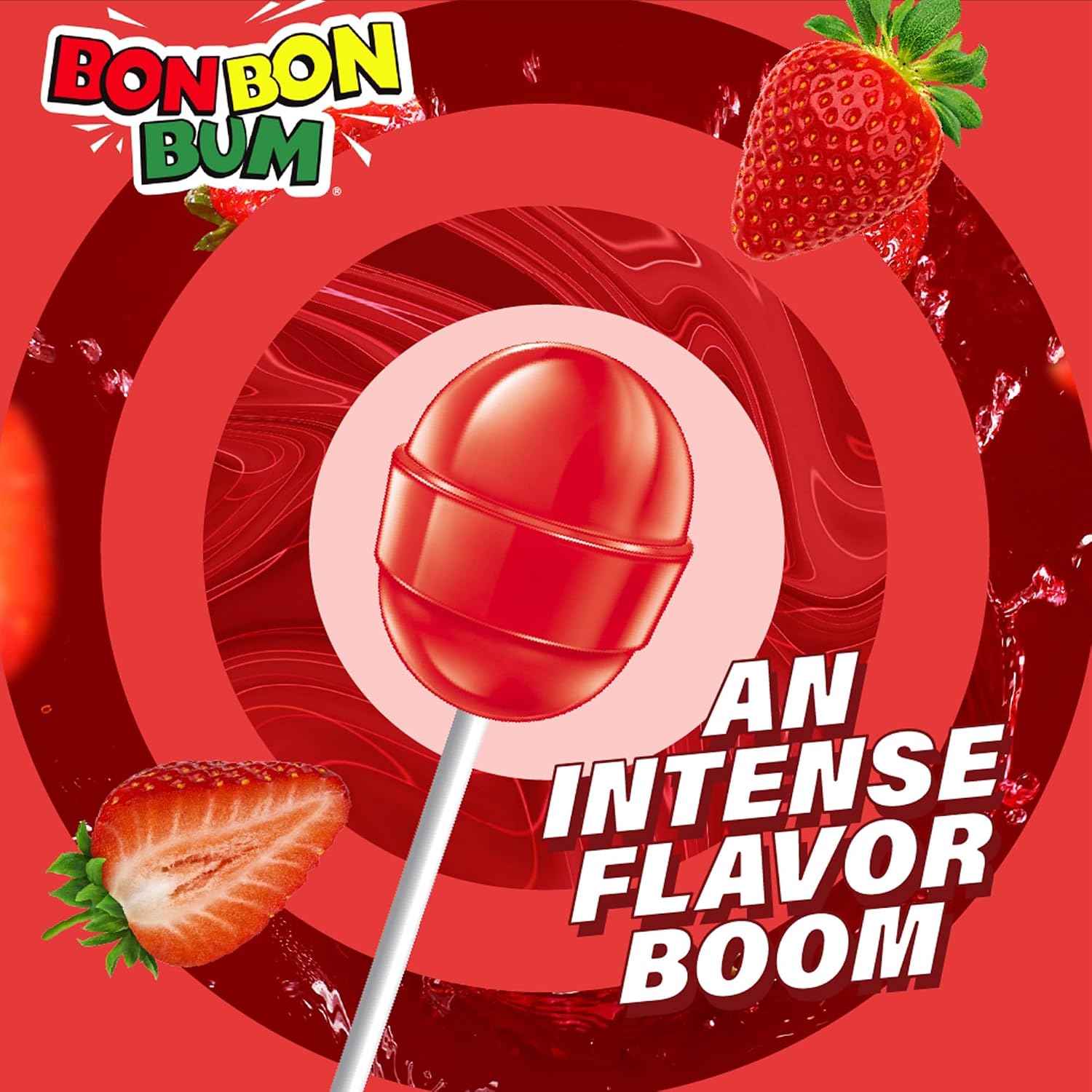 Colombina Bon Bon Bum Passion Fruit Lollipops, Tropical Fruit Hard Candy, Individually Wrapped Candy Pops for Parties, Candy Bowl Refill, Office or Classroom Rewards, 24 Count