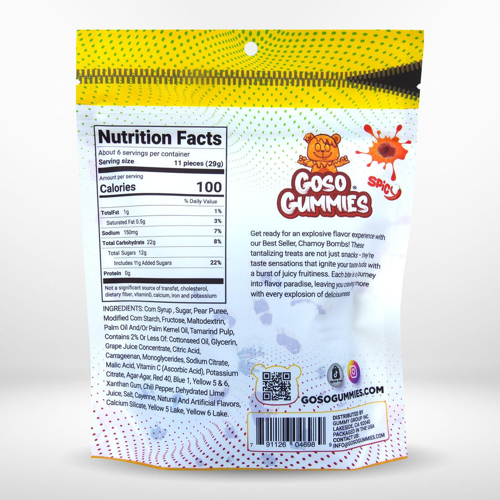 Goso Gummies Spicy Chamoy Gusher Bombs – 6oz Resealable Bag – Tangy Chamoy Filled Gusher Candy