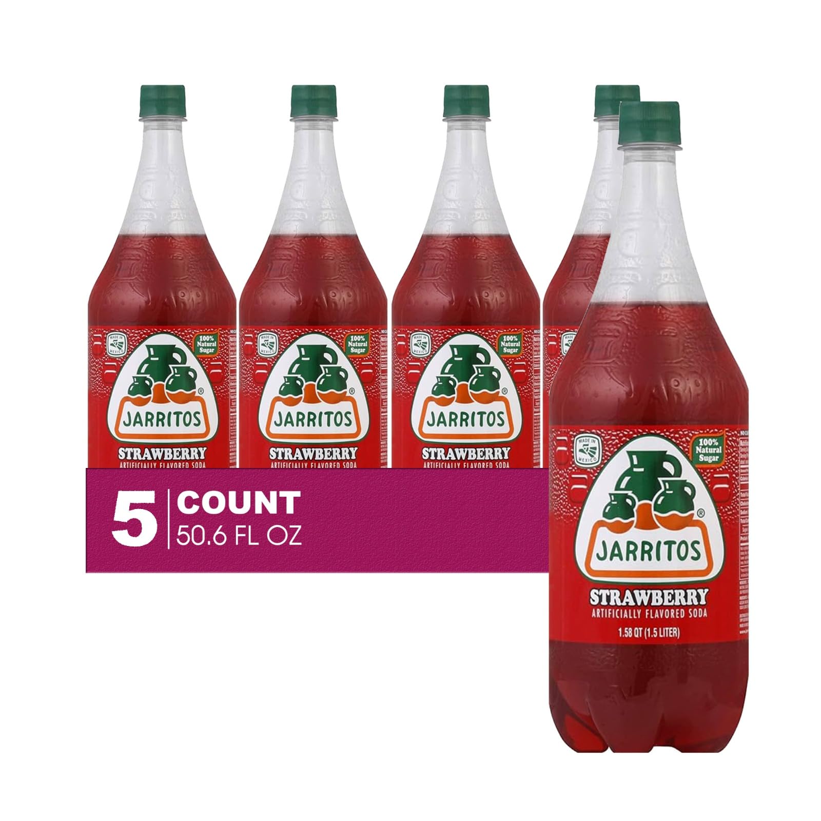 Sidral Mundet 5-Pack of Mexican Soft Drink Plastic Bottle 50.7 fl oz (1.5 lt) Made with 100% Natural Sugar