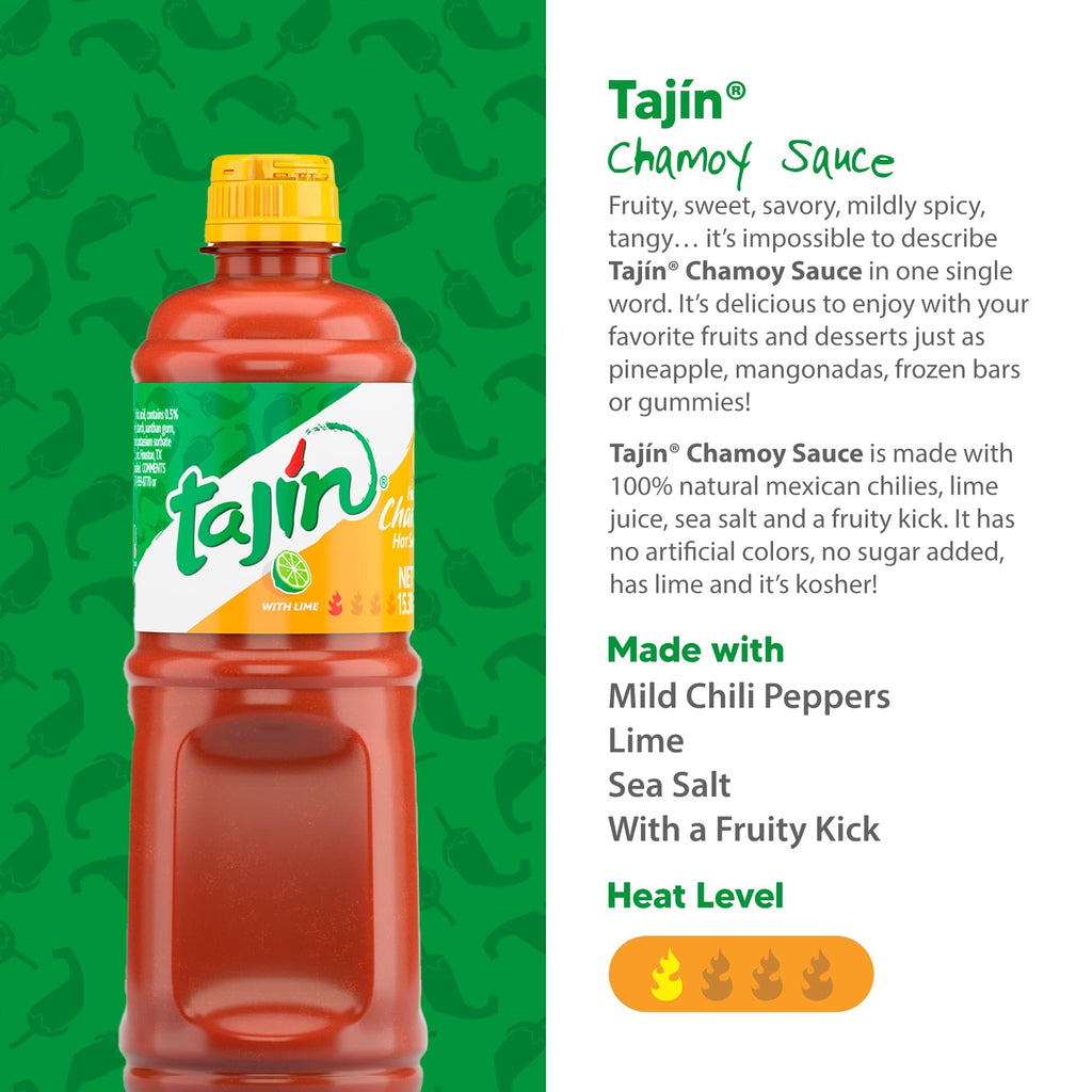 Tajin Fruity Chamoy Sauce, Sweet & Tangy Chamoy for Fruit, Candy, Snacks, Mangonadas & Drinks, 15.38 oz Each (12 Pack)
