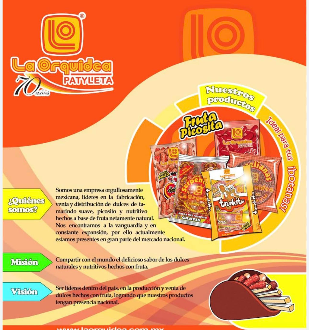 2 X La Orquídea Patyleta Tortilla Taco De Dulce Tamarindo Candy Snacks 30 Pcs