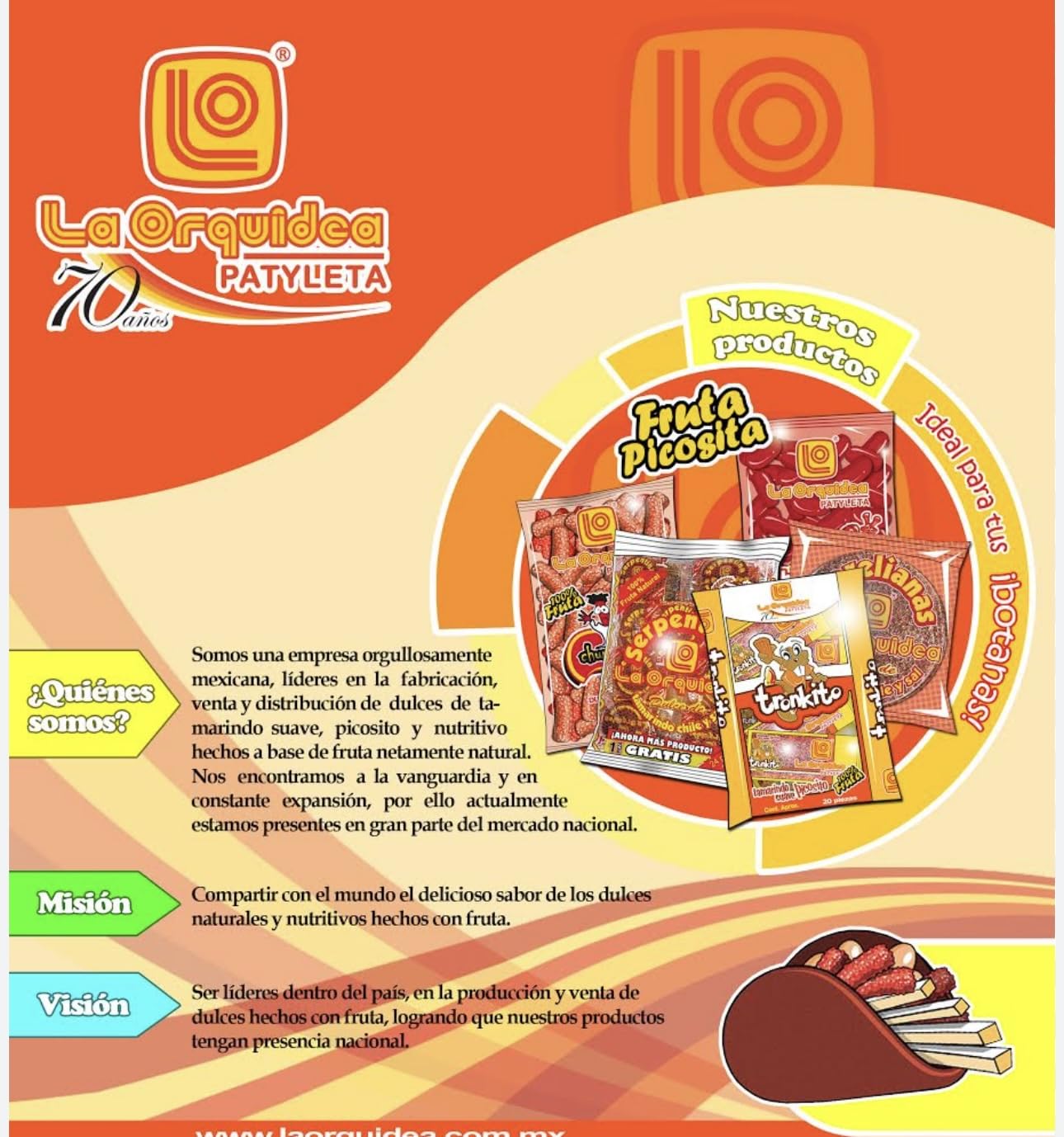 2 X La Orquídea Patyleta Tortilla Taco De Dulce Tamarindo Candy Snacks 30 Pcs