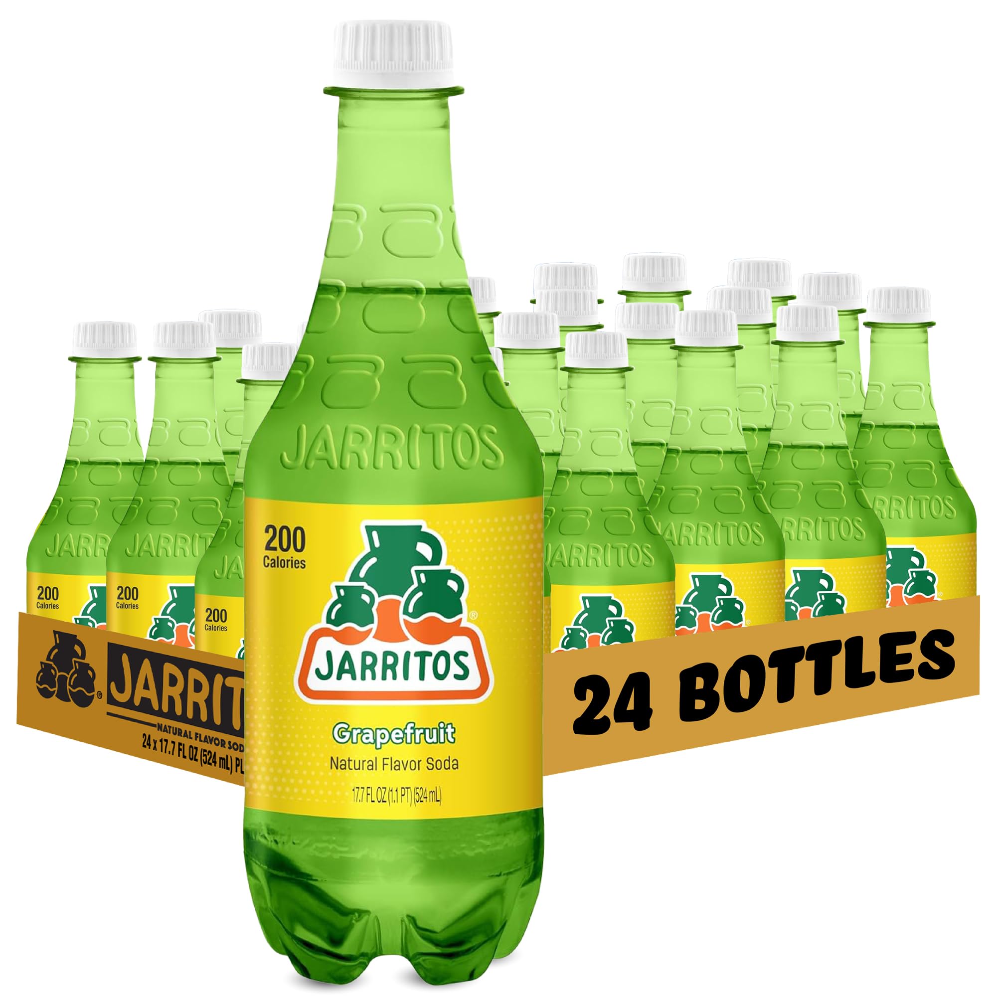 Jarritos - Mexican Soda Soft Drinks, Lime (17.7 oz, 524ml) 24 Bottles - Made with Real Cane Sugar - 0g Fat - Made in Mexico - Natural Flavor Soda Pop - Party & BBQ Beverages