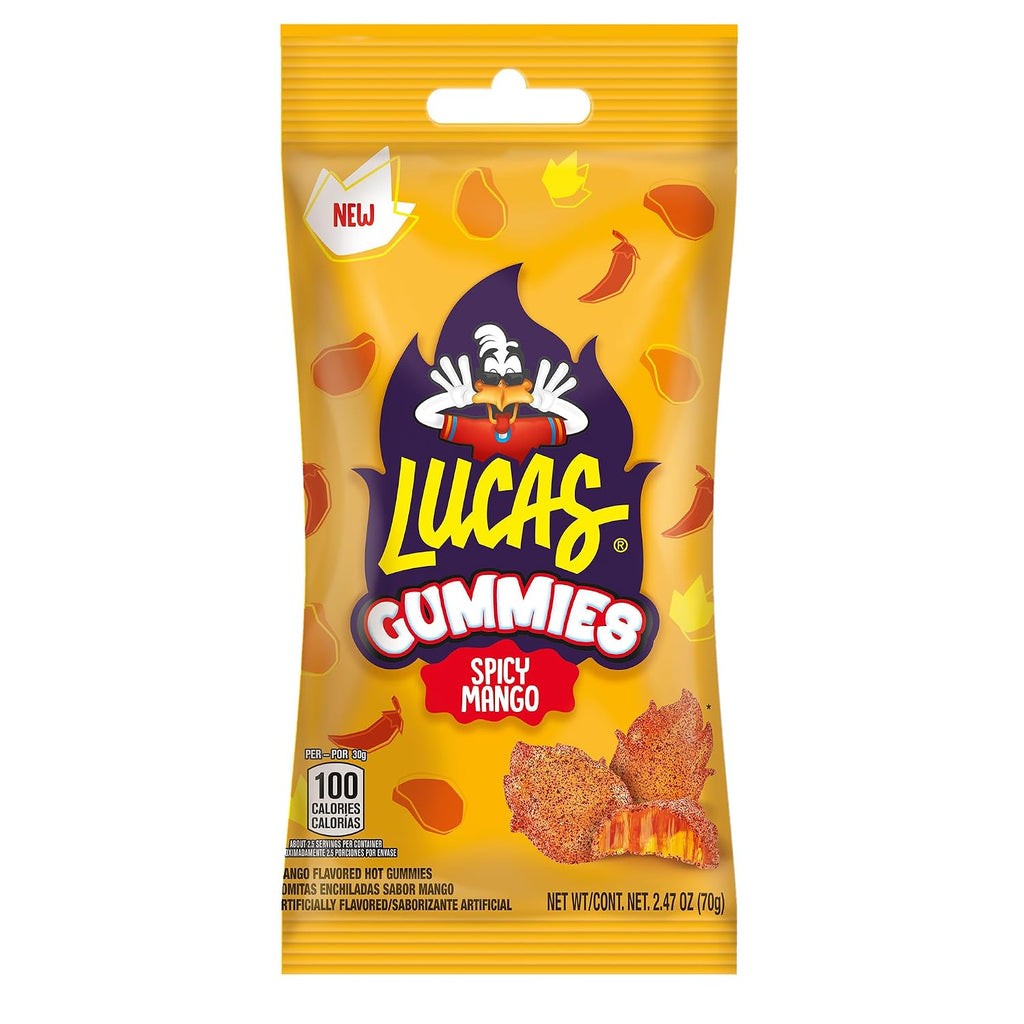 Lucas Spicy Gummies Mango Flavored 12 pack, 29.6OZ – Mango Spice perfect for Summer treats