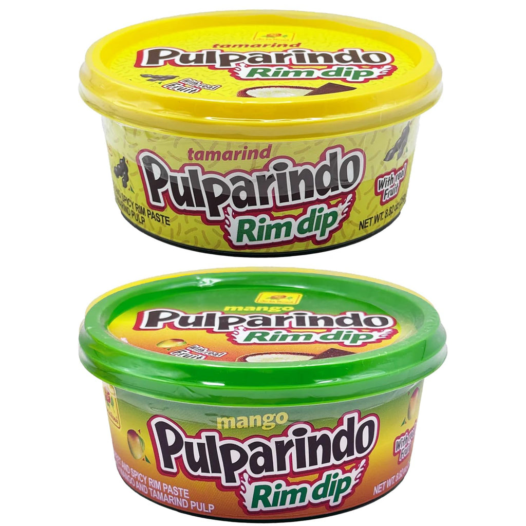 Rim Dip Tamarind Candy Paste 8.82 oz - 2 Pack – Choose Your Flavor Original, Mango, or Assorted | Sweet, Sour & Spicy Mexican Candy Sauce for Drinks, Fruit & Snacks (Assorted)