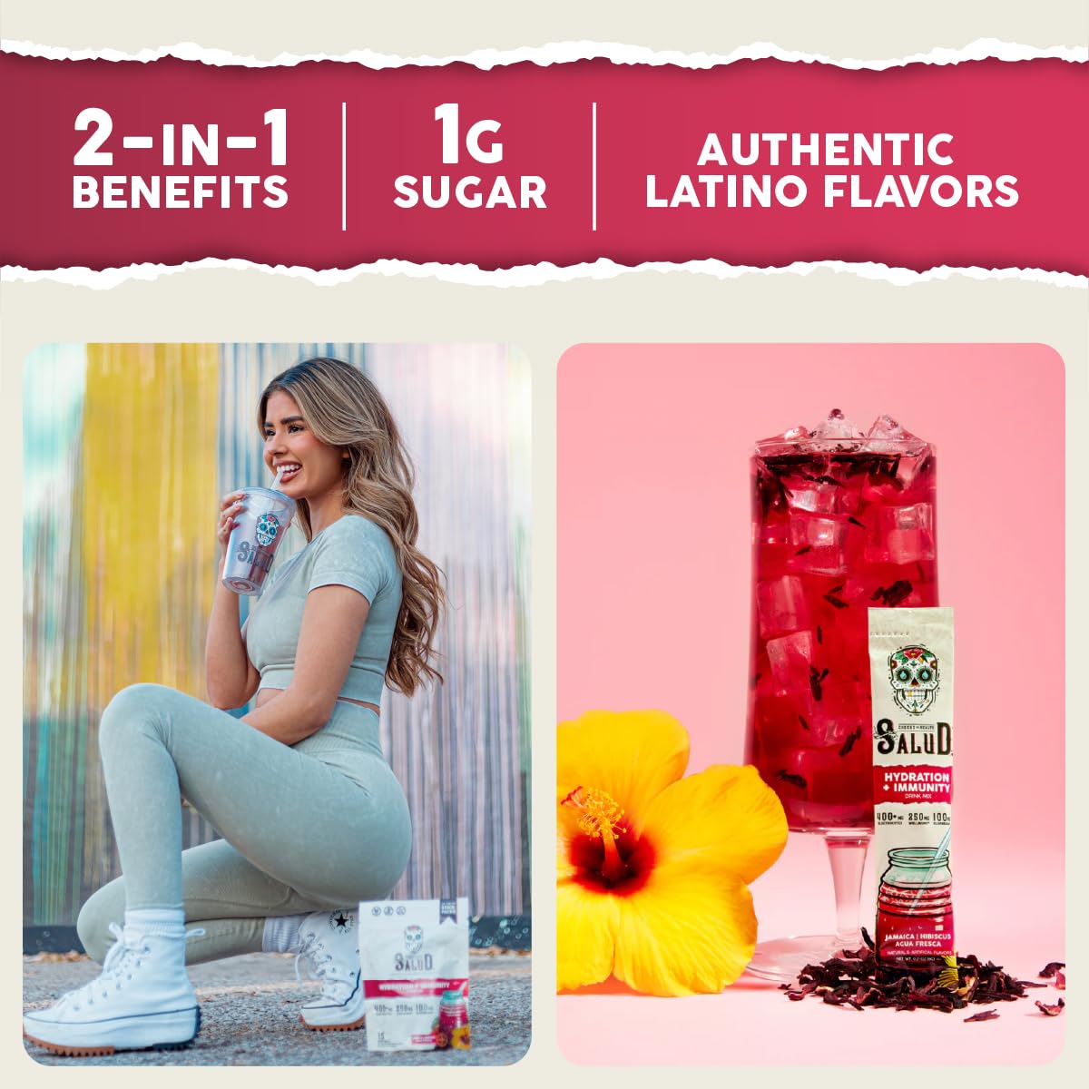 Salud x Jarritos 2-in-1 Hydration Packets + Immunity Electrolytes Powder, Guava - Agua Fresca Drink Mix, Elderberry, Dairy & Soy Free, Non-GMO, Gluten Free, Vegan, 1g Sugar (15 Servings)