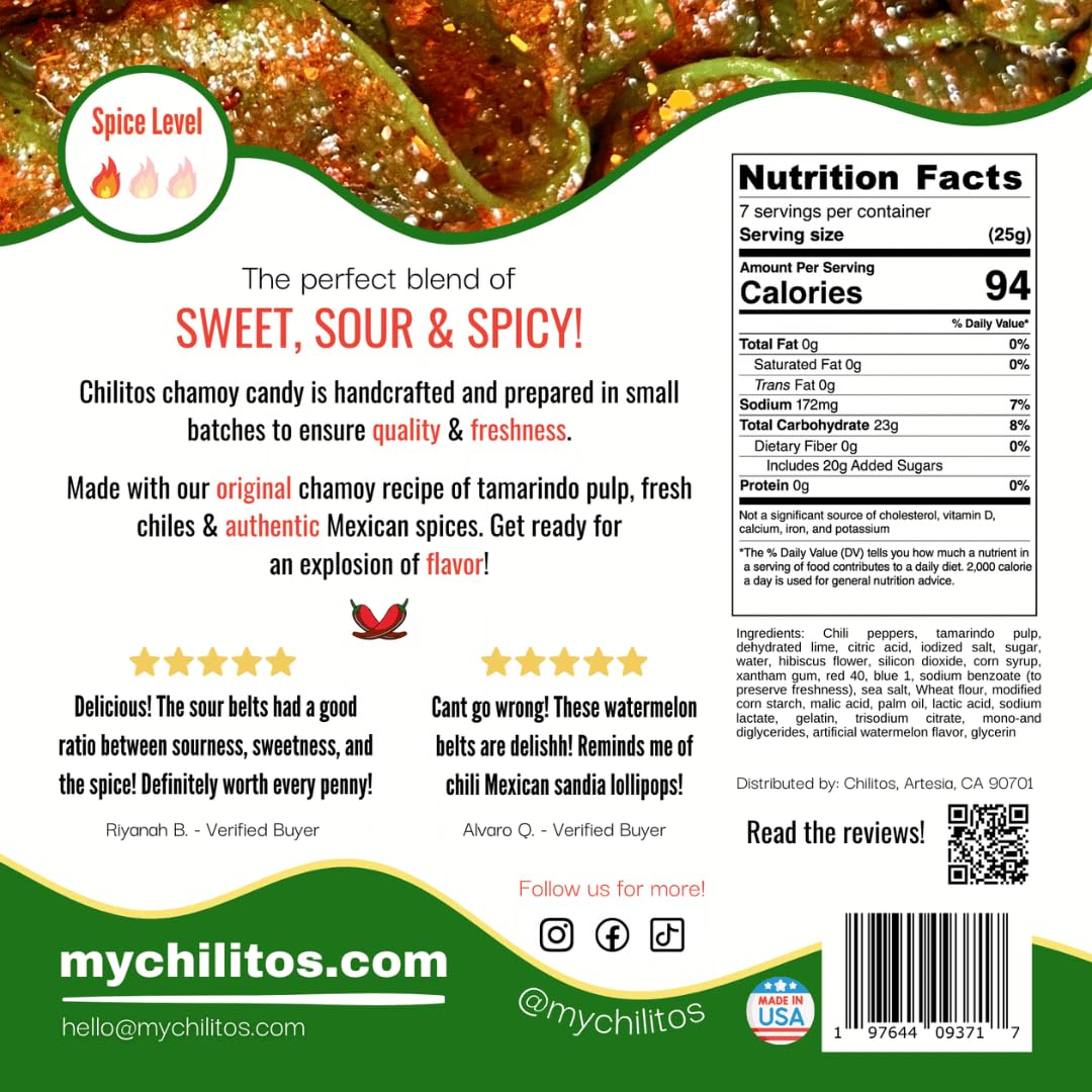 Chilitos Sweet, Sour & Spicy Chamoy Candy - Mexican Gummy Candy & Chamoy Gushers for All Ages, Authentic Dulces Mexicanos Enchilados as Seen on TikTok! (8 oz Jar, Gusher Balls Jar)