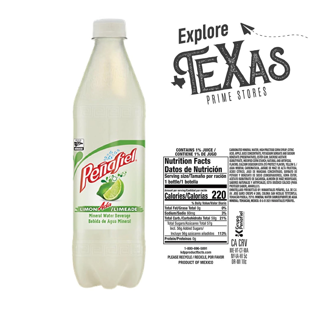 Penafiel 12 Pack of Limeade Mineral Spring Water Beverage 20.3 fl oz Plastic Bottle Imported from Mexico