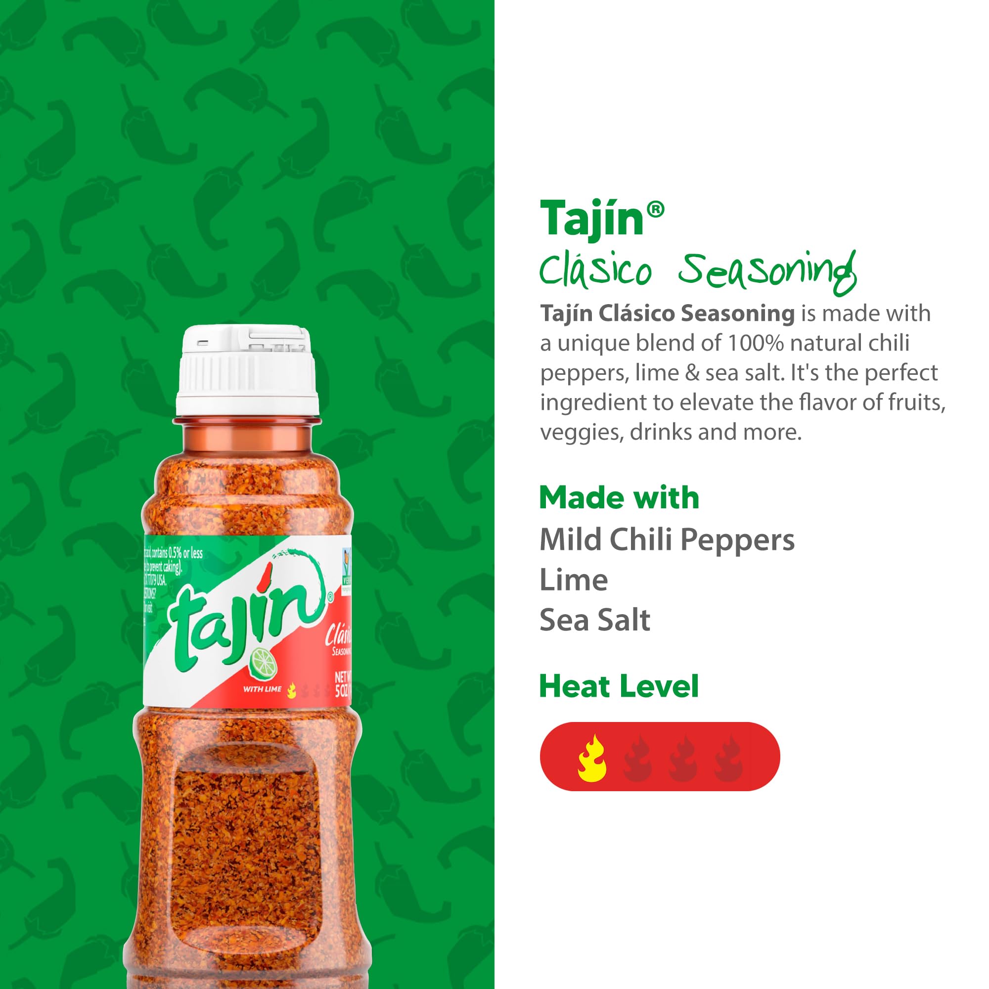 Tajin Clásico Seasoning Authentic Mexican Chili Lime Spice Blend for Fruit, Snacks, Tacos and Cocktails, Gluten-Free Zesty Flavor Enhancer 14 oz (Pack of 2)