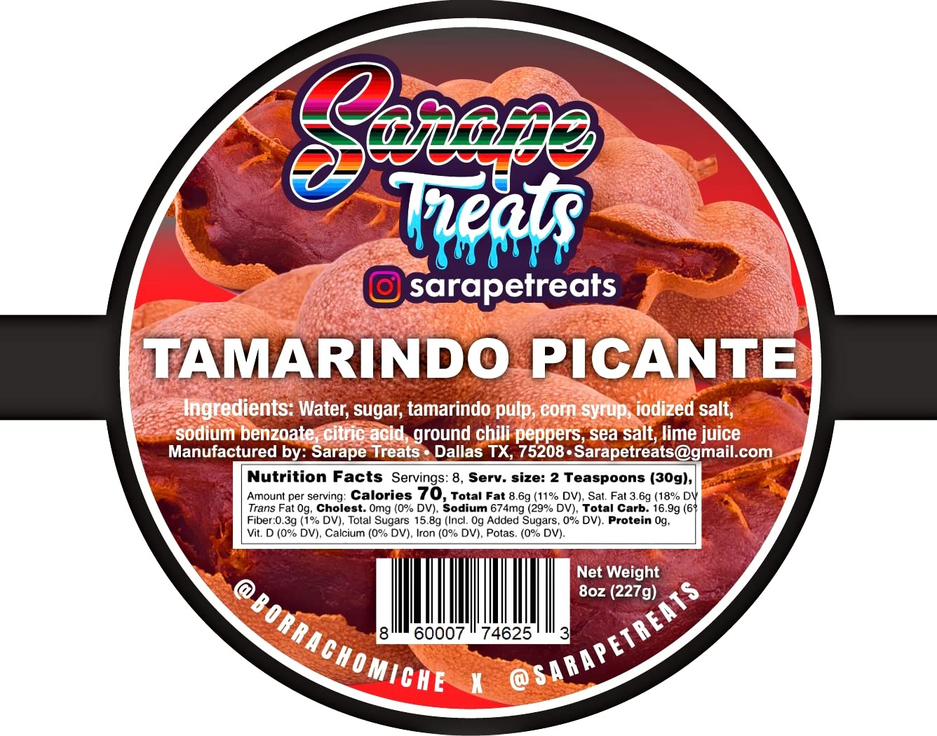 Sarape Treats Chamoy Rim Dip Mexican Tamarind Paste for Drinks, Fruit, Alcoholic Beverages, Candy, and More (Mango)