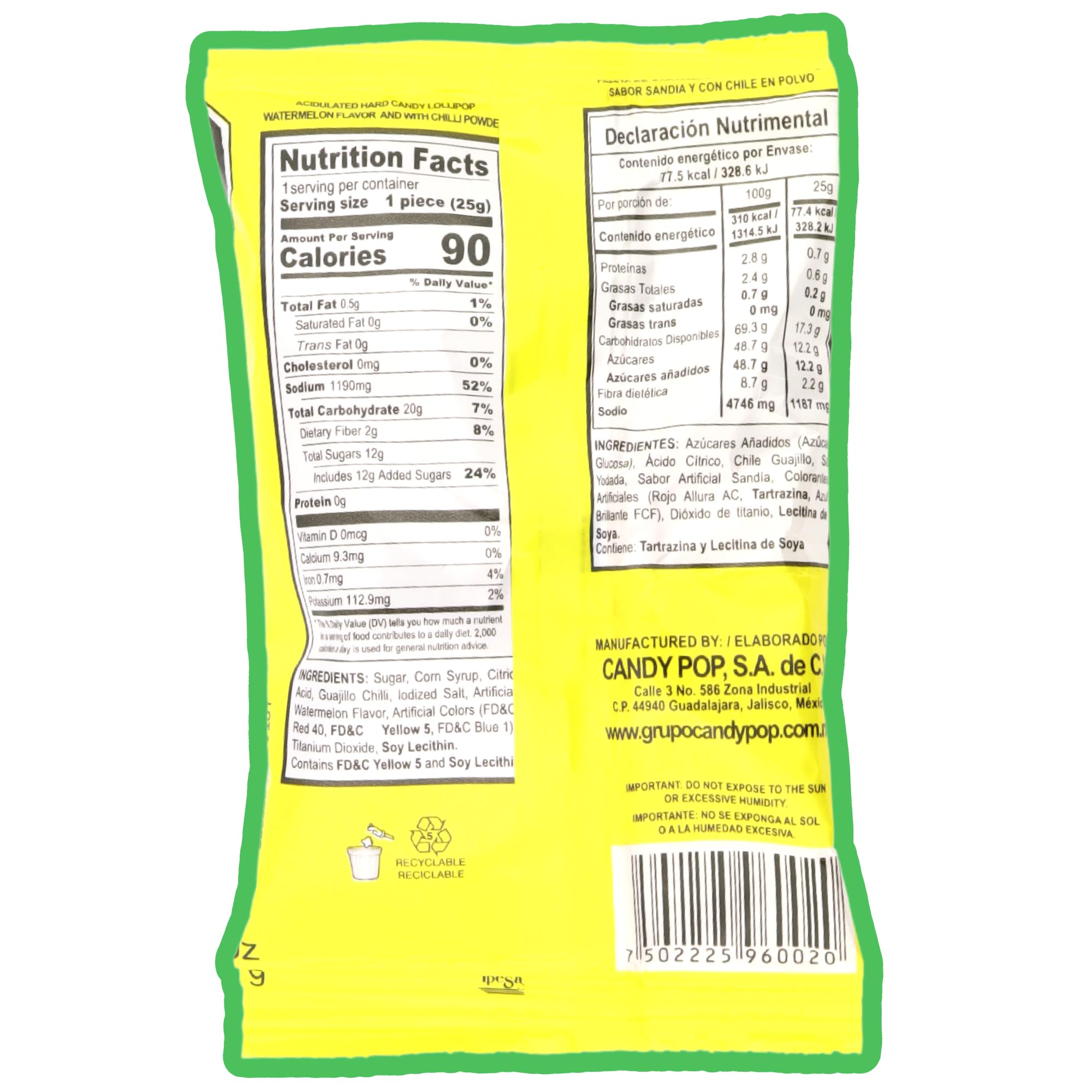 Needzo Mexican Candies, Flavored Lollipops with Chili Powder, Bulk Individually Wrapped Candy (Pack of 10) (Watermelon)