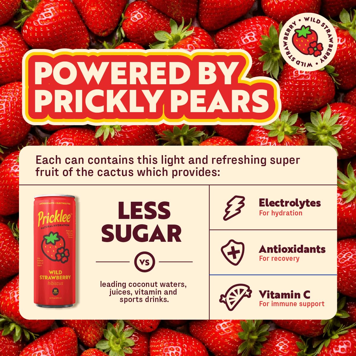 Pricklee Natural Hydration Drink – Prickly Pear, Wild Strawberry, Tropical Mango – Electrolytes + Antioxidants, Low Sugar, No Artificial Sweeteners – Non-Carbonated, Caffeine-Free – Cactus Water-Based (12 oz cans, 12 pack, 4 of each flavor)