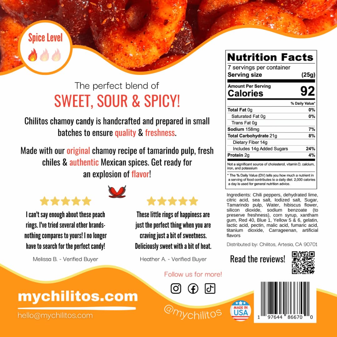 Chilitos Sweet, Sour & Spicy Chamoy Candy - Mexican Gummy Candy & Chamoy Gushers for All Ages, Authentic Dulces Mexicanos Enchilados as Seen on TikTok! (8 oz Jar, Gusher Balls Jar)