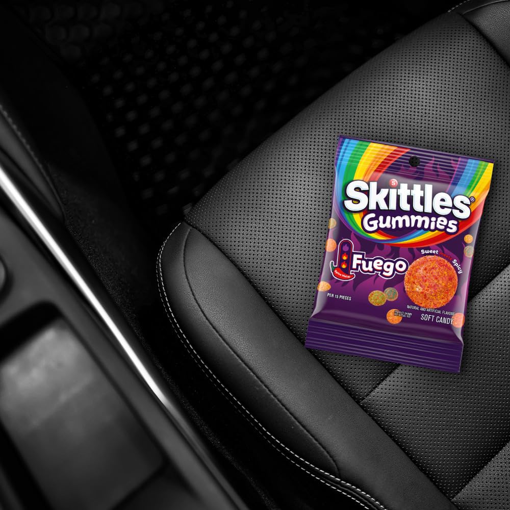 SKITTLES GUMMIES Fuego Sweet and Spicy Gummy Candy, 5.8 Oz Bag, Candy Bulk - 12 Pack