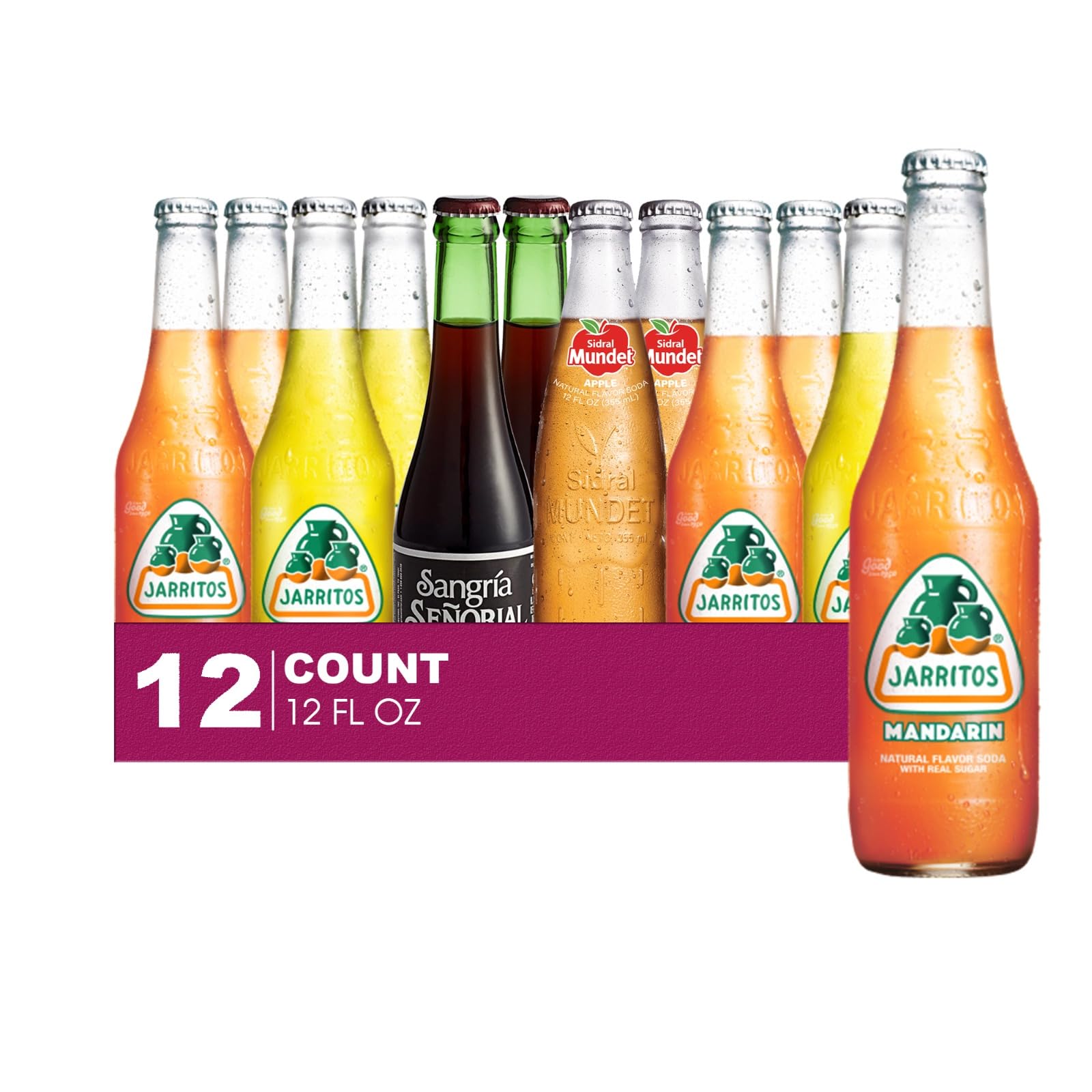 Jarritos 12-Pack of Pineapple Mexican Soft Drink Glass Bottle 12 fl oz Made with 100% Natural Sugar