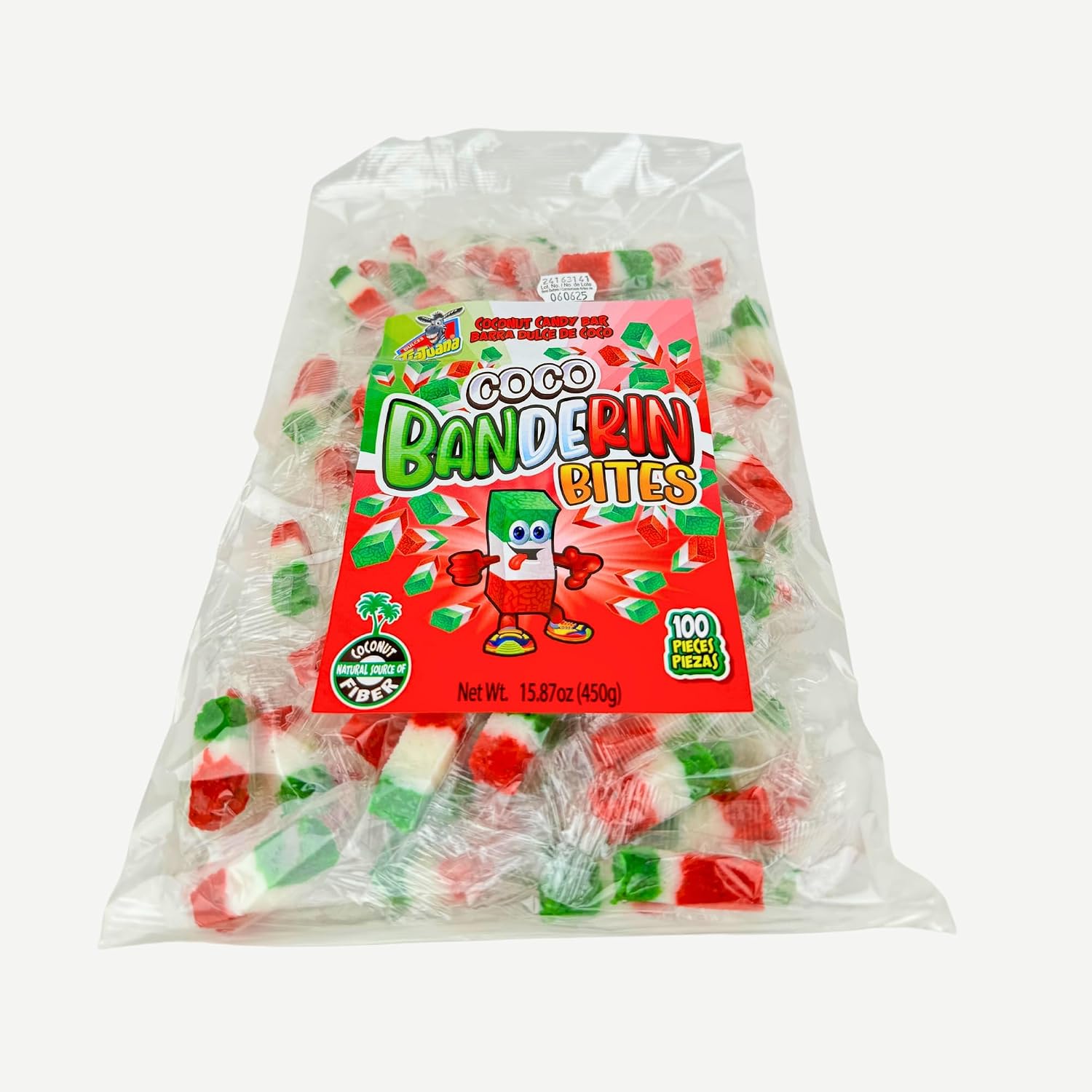 Coconut Candy 100 Pieces Banderitas Pinatera, Mexican Candy, Dulce de Coco, Dulces Mexicanos, Pinata Bulk, Individually Wrapped, Fiesta, 1 lb