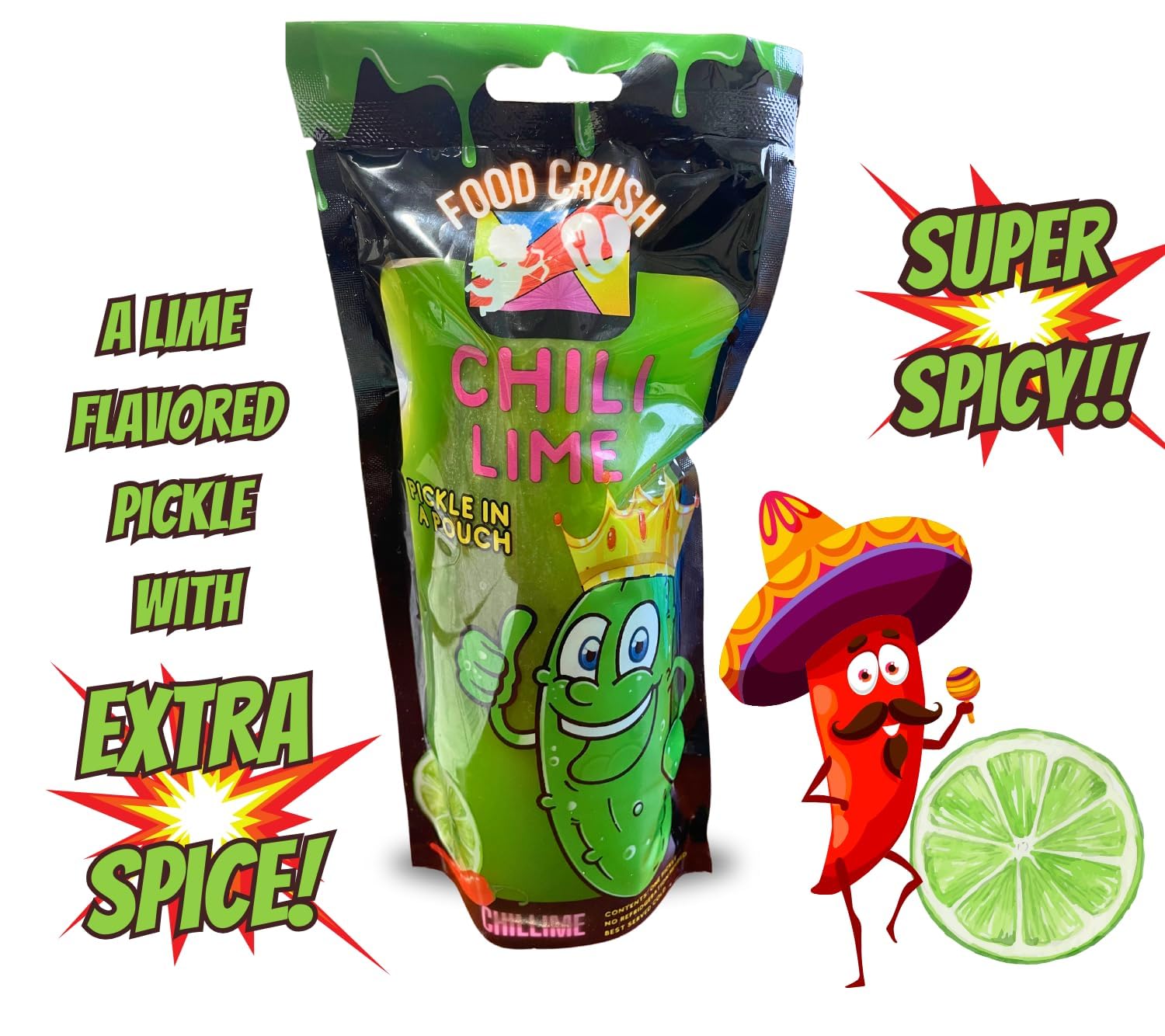 Chamoy Pickle Jumbo Dill Pickles In A Pouch Sampler Gift Box (Pack of 4) W/Chamoy, Super Hot & Spicy Chili Lime, Blue Raspberry, Tigers Blood-Box for College Care Packages Tiktok Trend Items snack