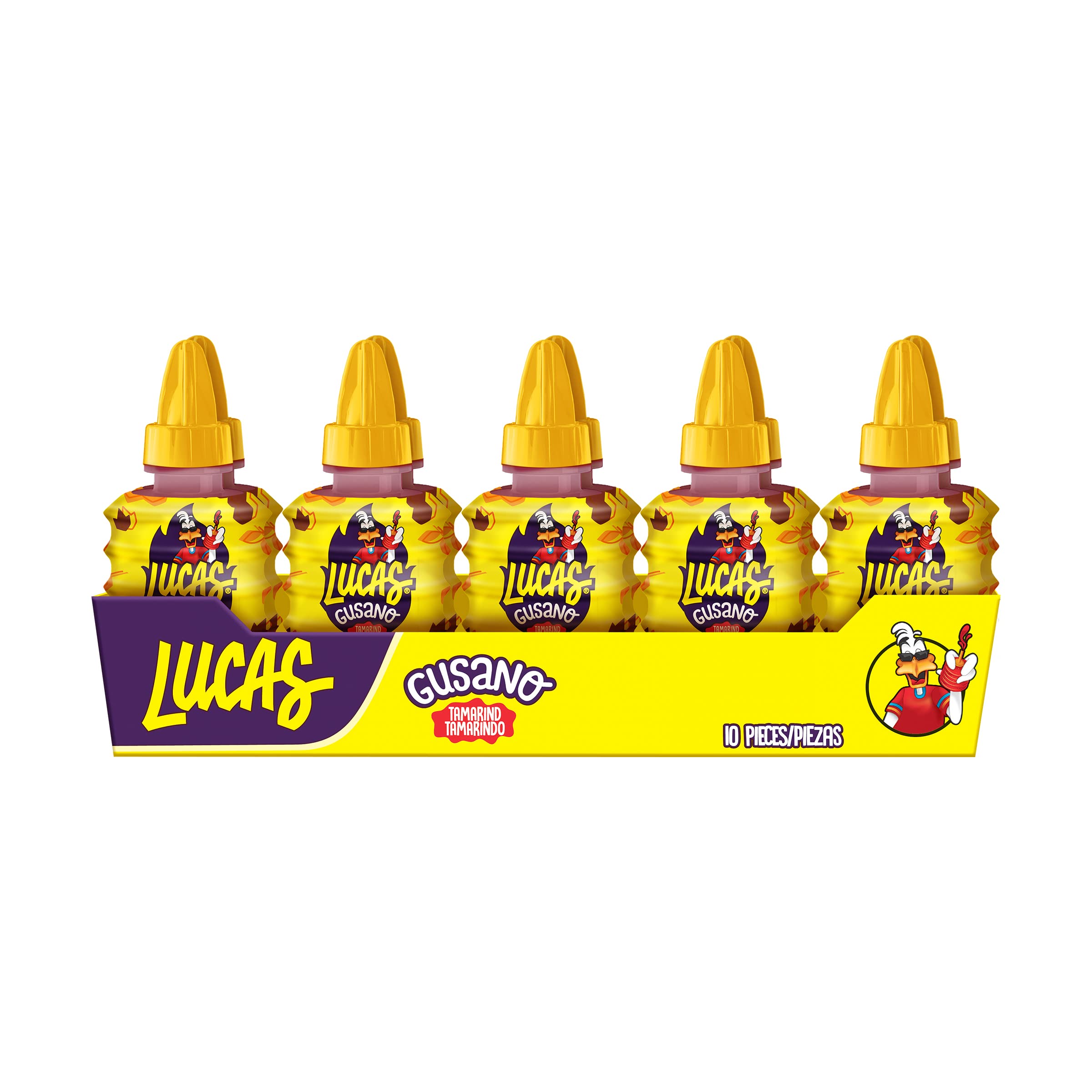 Lucas Chamoy Flavored Hot Liquid Candy, Gusano, 10 Pieces, 1.26 Ounces (Pack Of 10)