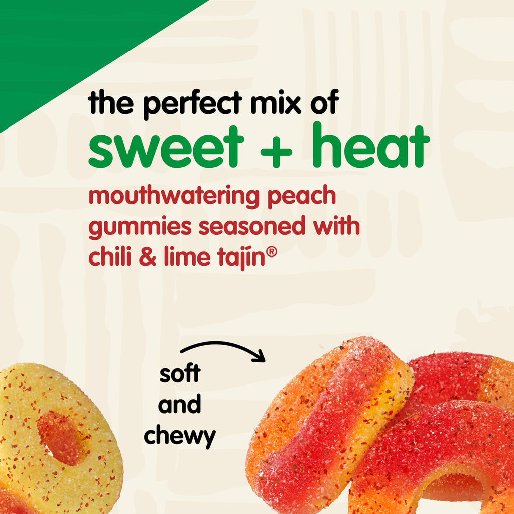 Snak Club Tajin Mango Rings Gummy Candy, Fruit Candy Gummies with Chili and Lime Seasoning, Mild, Gluten-Free and Vegan Snacks, 11 oz Resealable Bag